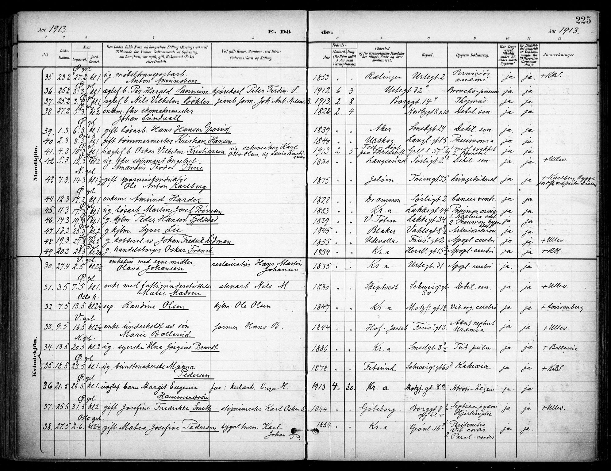 Grønland prestekontor Kirkebøker, AV/SAO-A-10848/F/Fa/L0016: Ministerialbok nr. 16, 1898-1918, s. 225