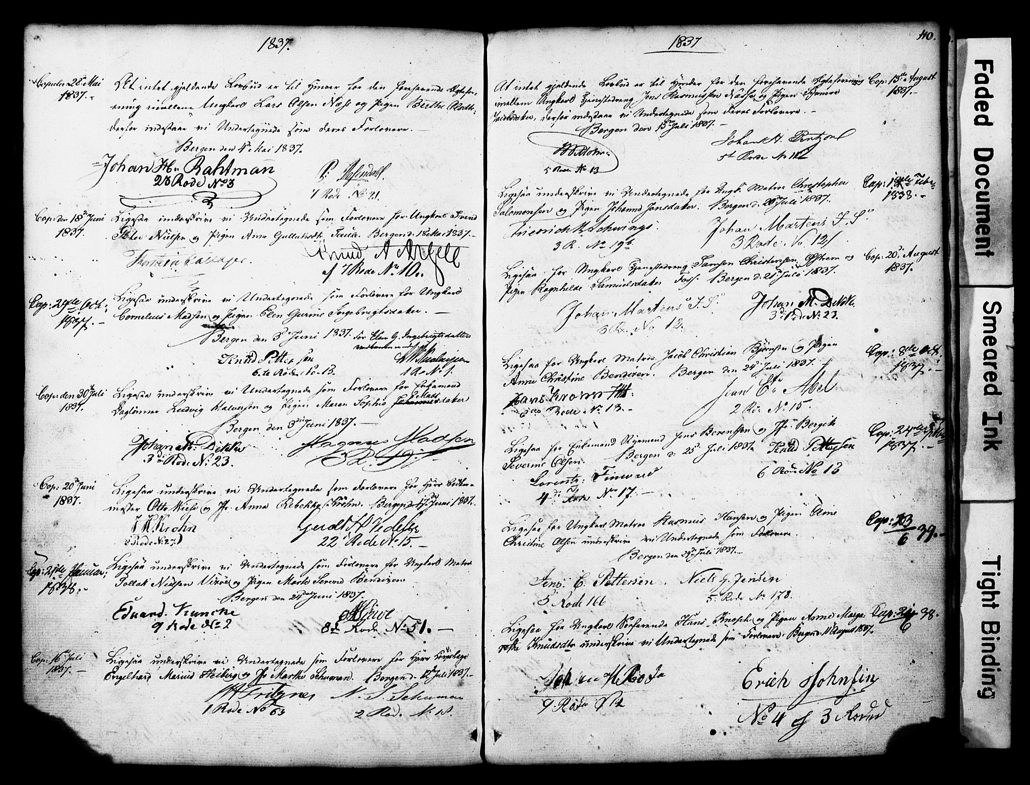 Nykirken Sokneprestembete, SAB/A-77101: Forlovererklæringer nr. II.5.1, 1814-1846, s. 110