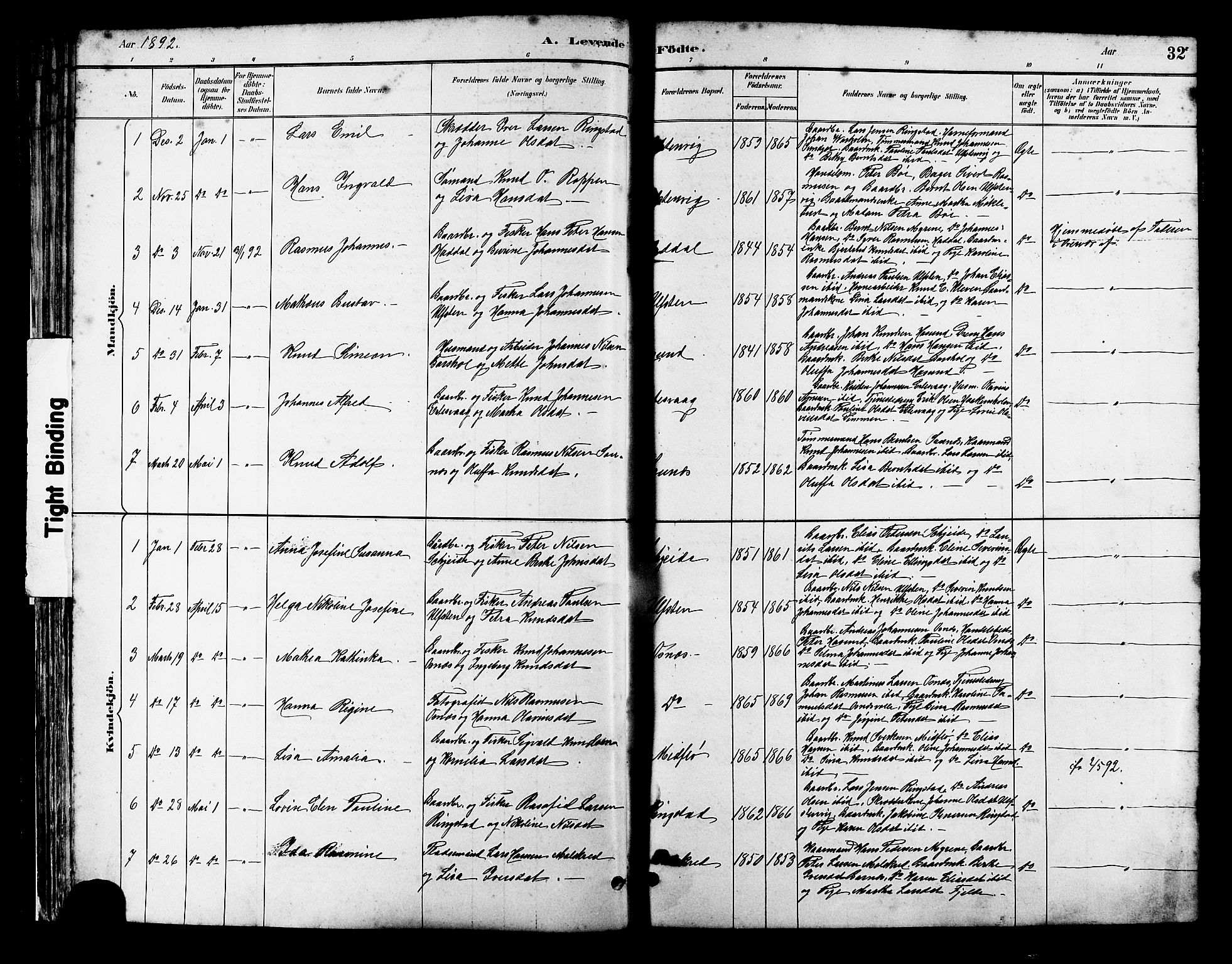 Ministerialprotokoller, klokkerbøker og fødselsregistre - Møre og Romsdal, AV/SAT-A-1454/509/L0112: Klokkerbok nr. 509C02, 1883-1922, s. 32