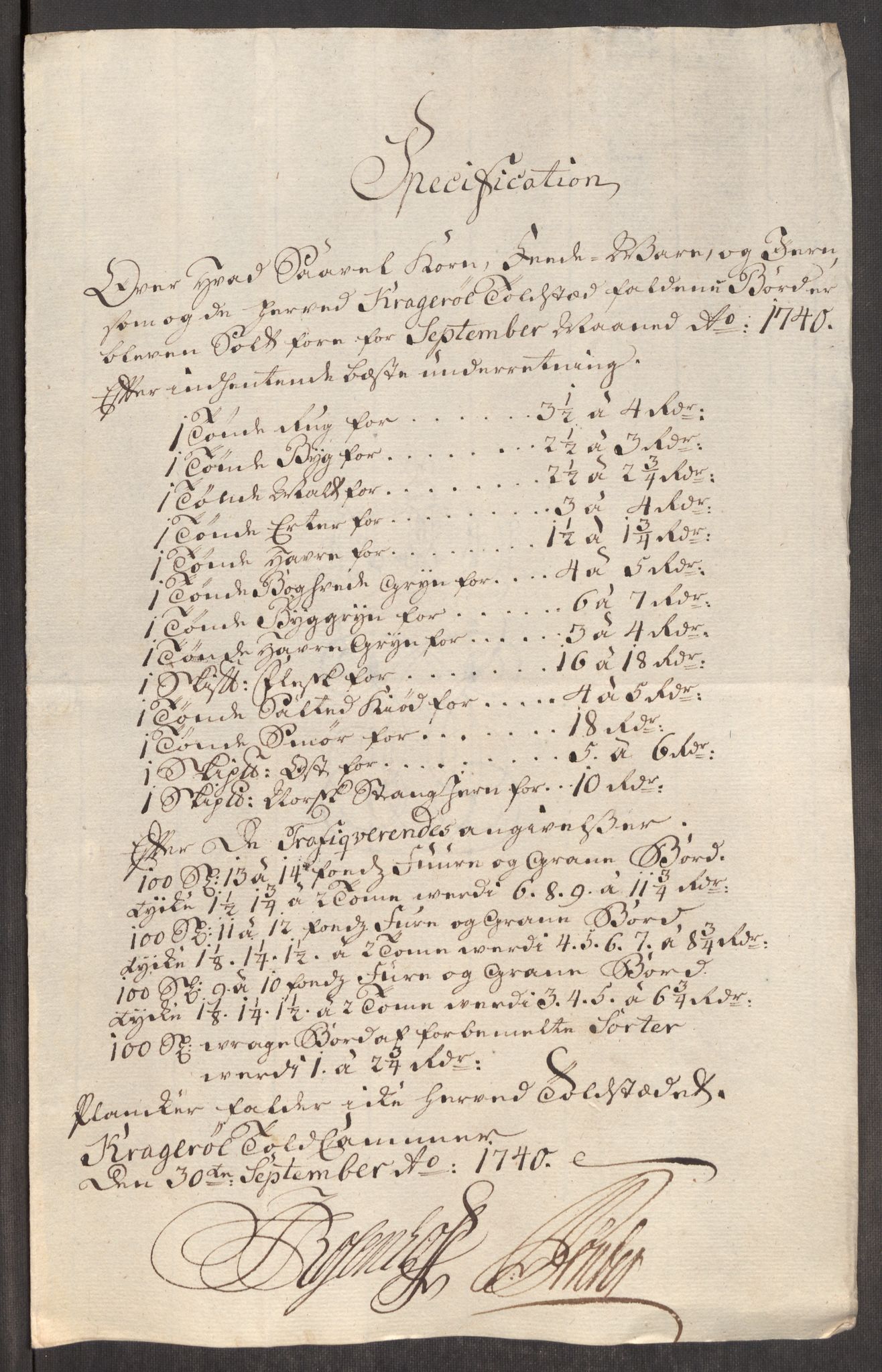 Rentekammeret inntil 1814, Realistisk ordnet avdeling, RA/EA-4070/Oe/L0002: [Ø1]: Priskuranter, 1740-1744, s. 126