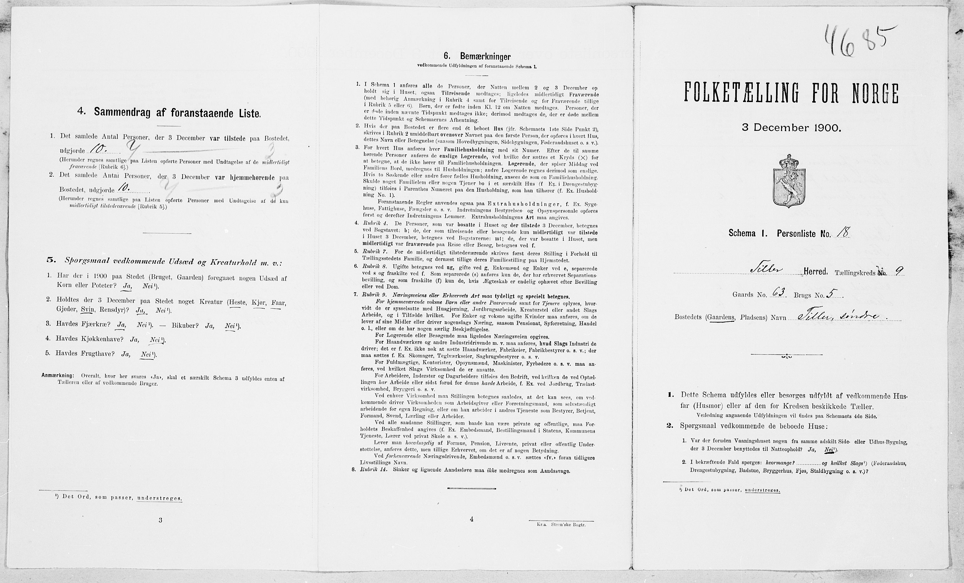 SAT, Folketelling 1900 for 1661 Tiller herred, 1900, s. 201