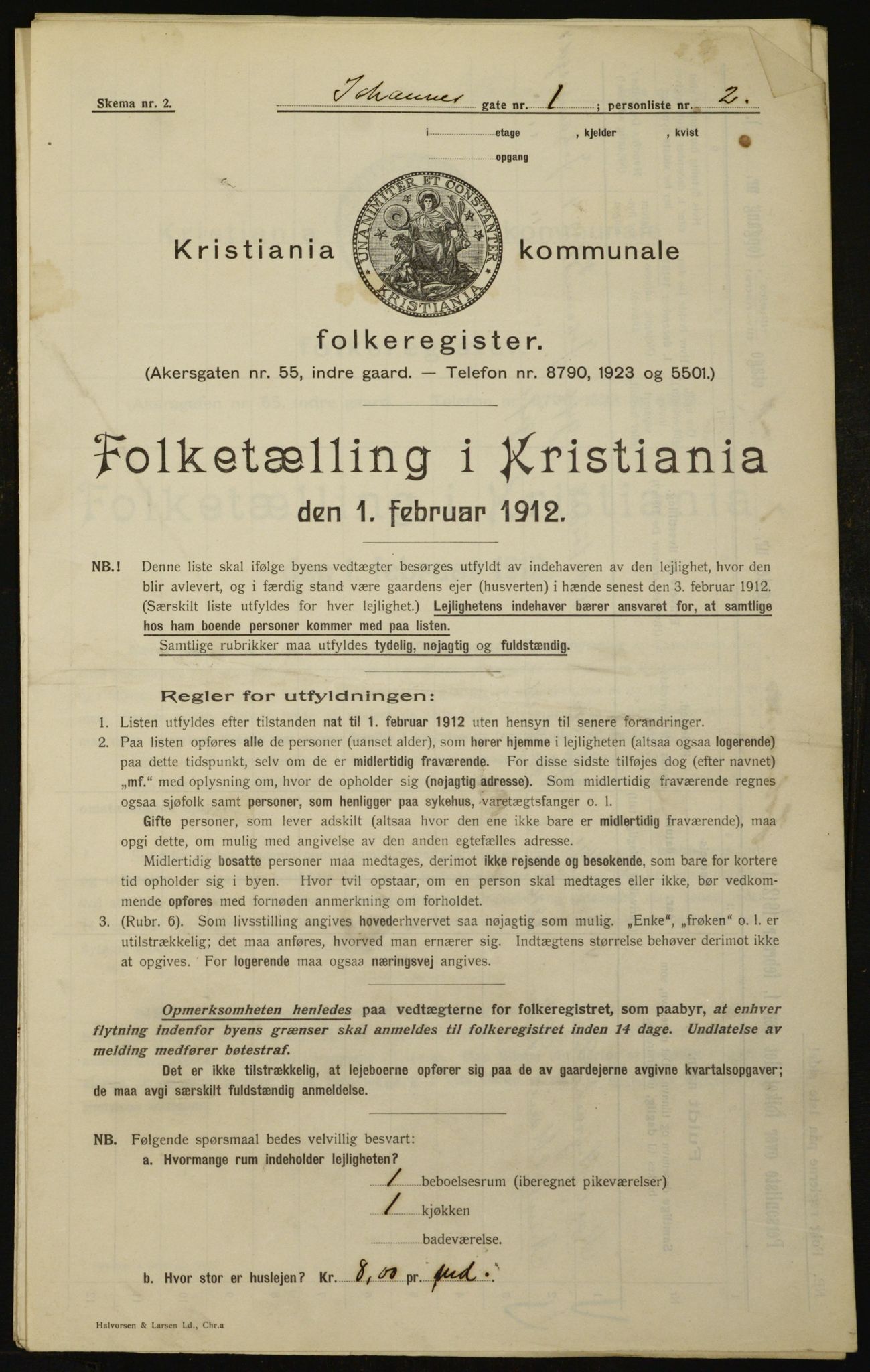 OBA, Kommunal folketelling 1.2.1912 for Kristiania, 1912, s. 47478