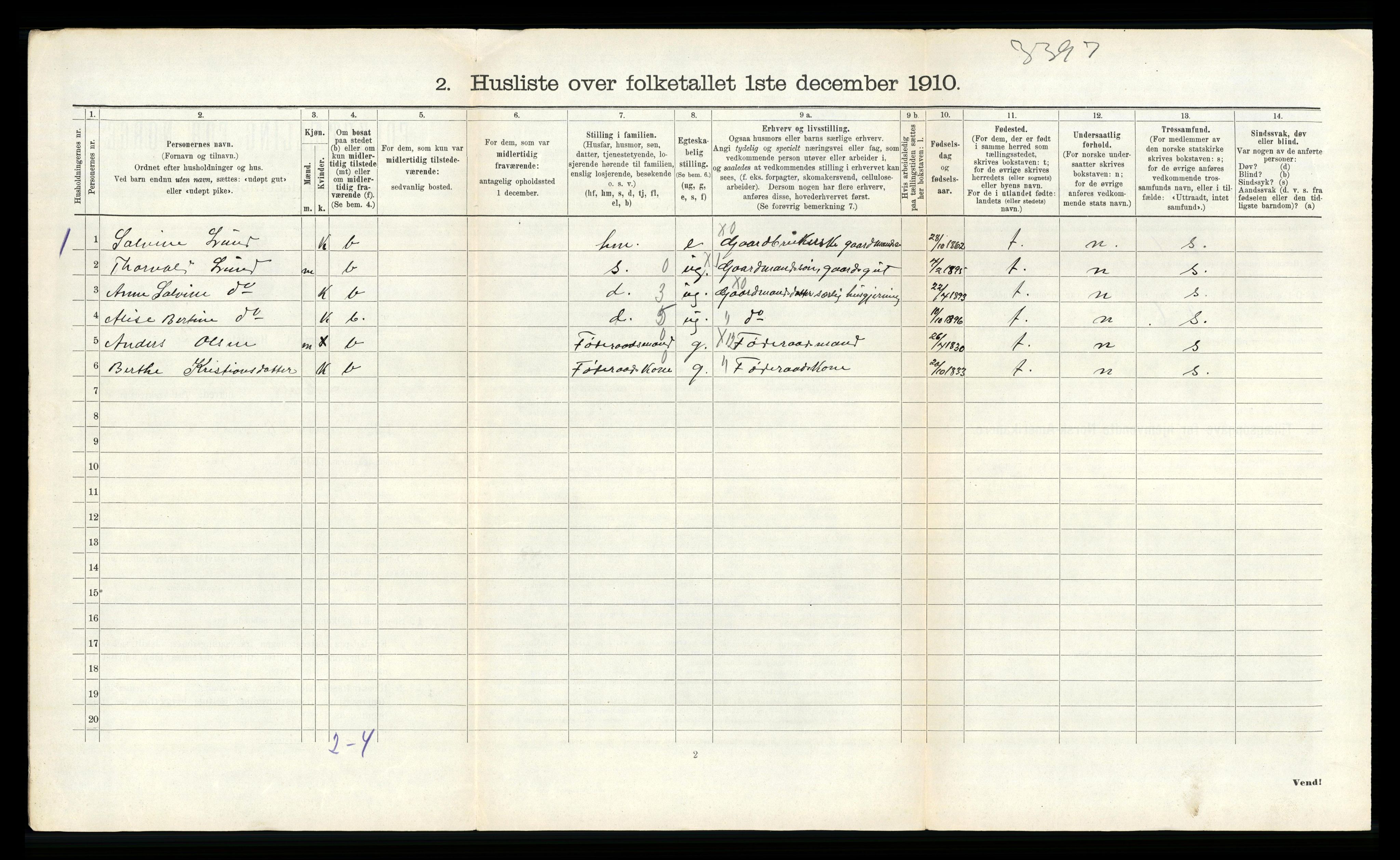 RA, Folketelling 1910 for 0914 Holt herred, 1910, s. 967