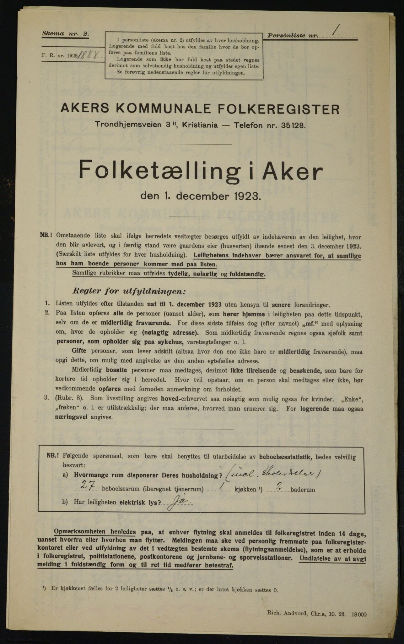 , Kommunal folketelling 1.12.1923 for Aker, 1923, s. 20277