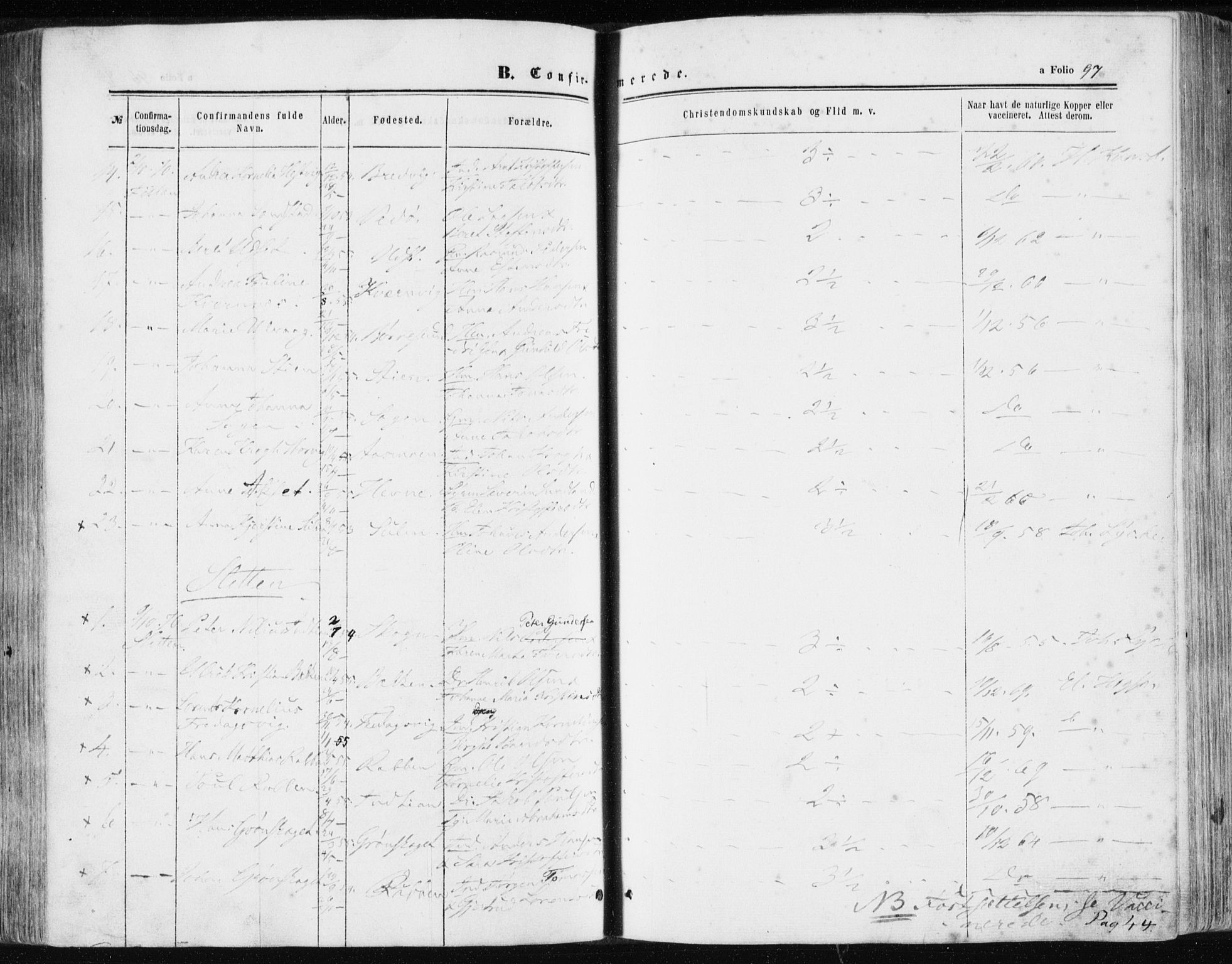 Ministerialprotokoller, klokkerbøker og fødselsregistre - Sør-Trøndelag, SAT/A-1456/634/L0531: Ministerialbok nr. 634A07, 1861-1870, s. 97