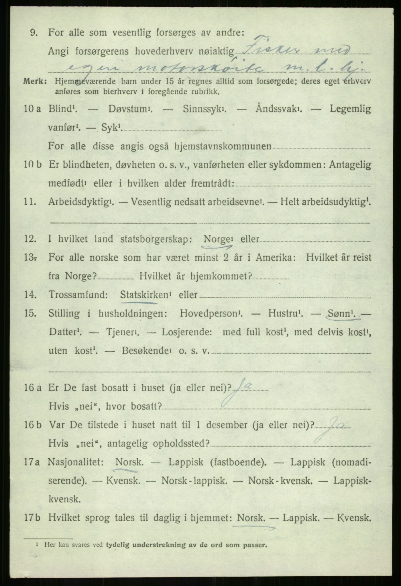 SATØ, Folketelling 1920 for 1926 Dyrøy herred, 1920, s. 3302