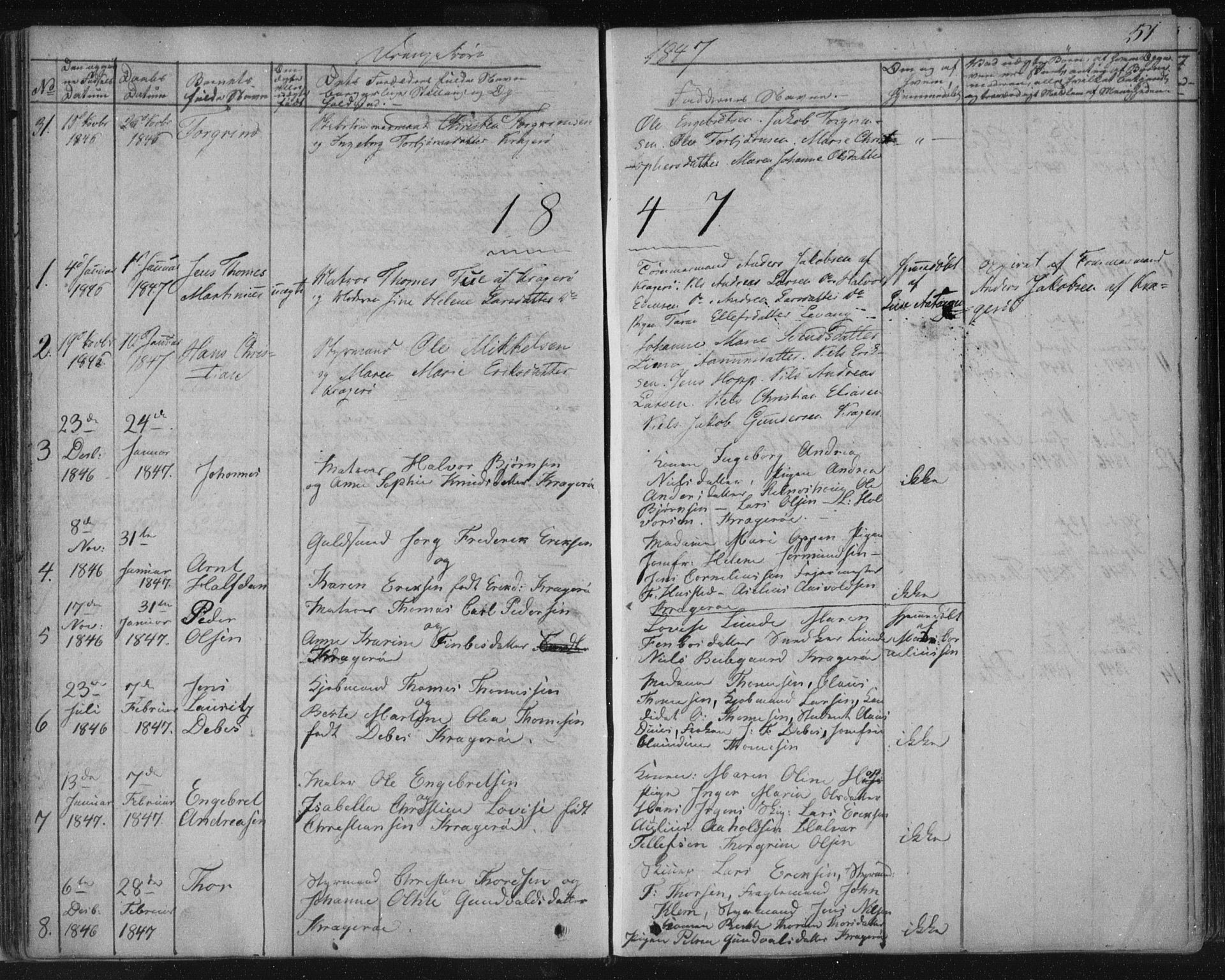 Kragerø kirkebøker, AV/SAKO-A-278/F/Fa/L0005: Ministerialbok nr. 5, 1832-1847, s. 51