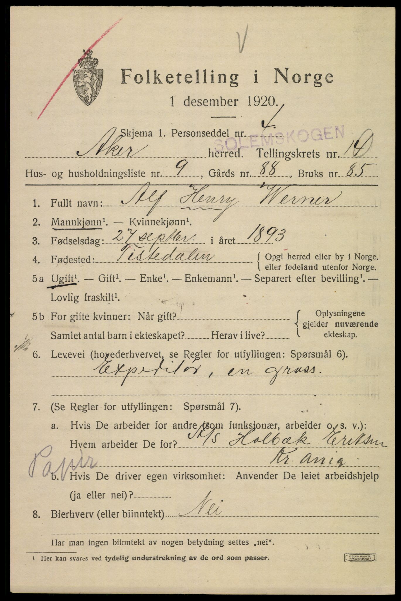 SAO, Folketelling 1920 for 0218 Aker herred, 1920, s. 85888
