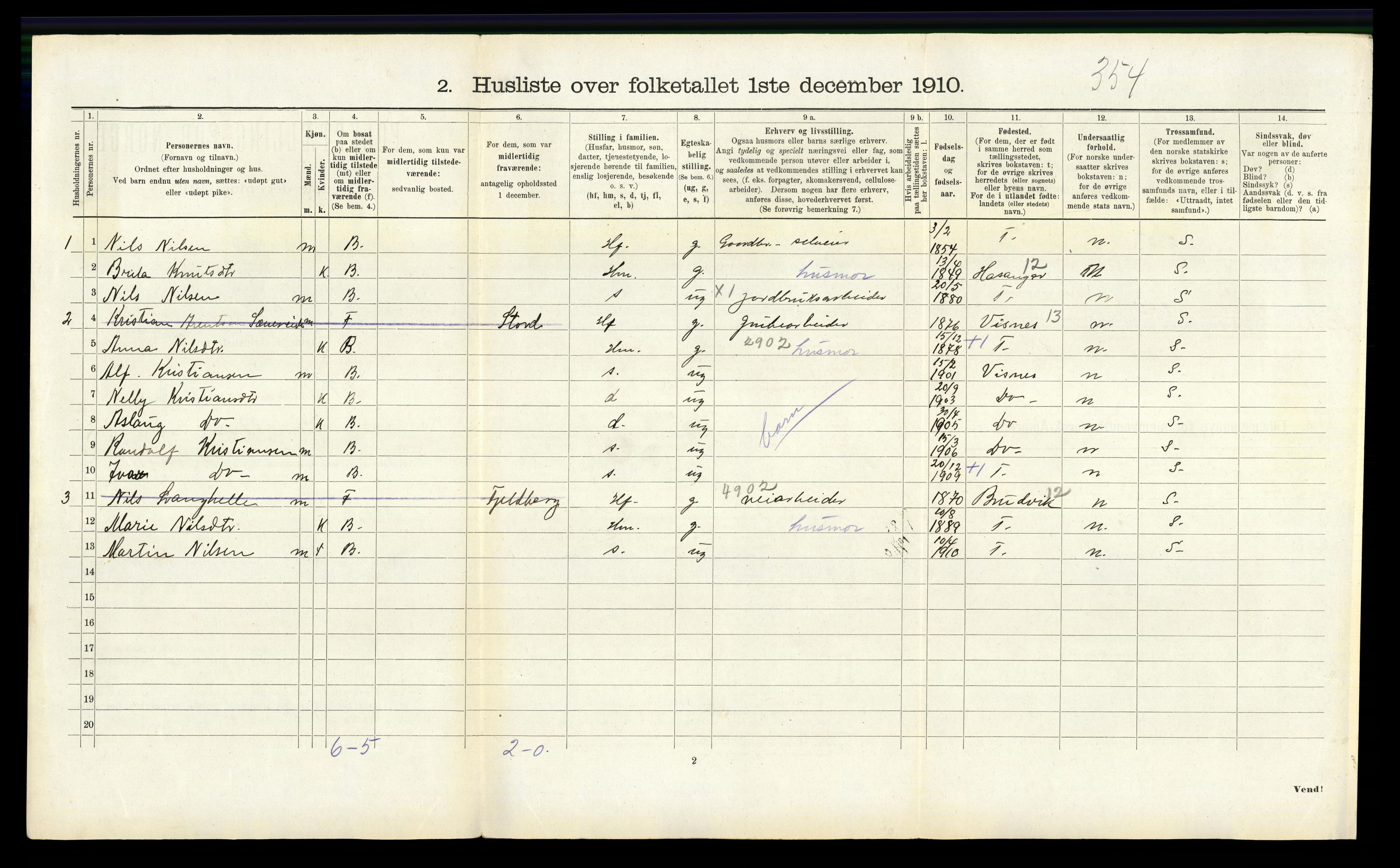 RA, Folketelling 1910 for 1212 Skånevik herred, 1910, s. 734