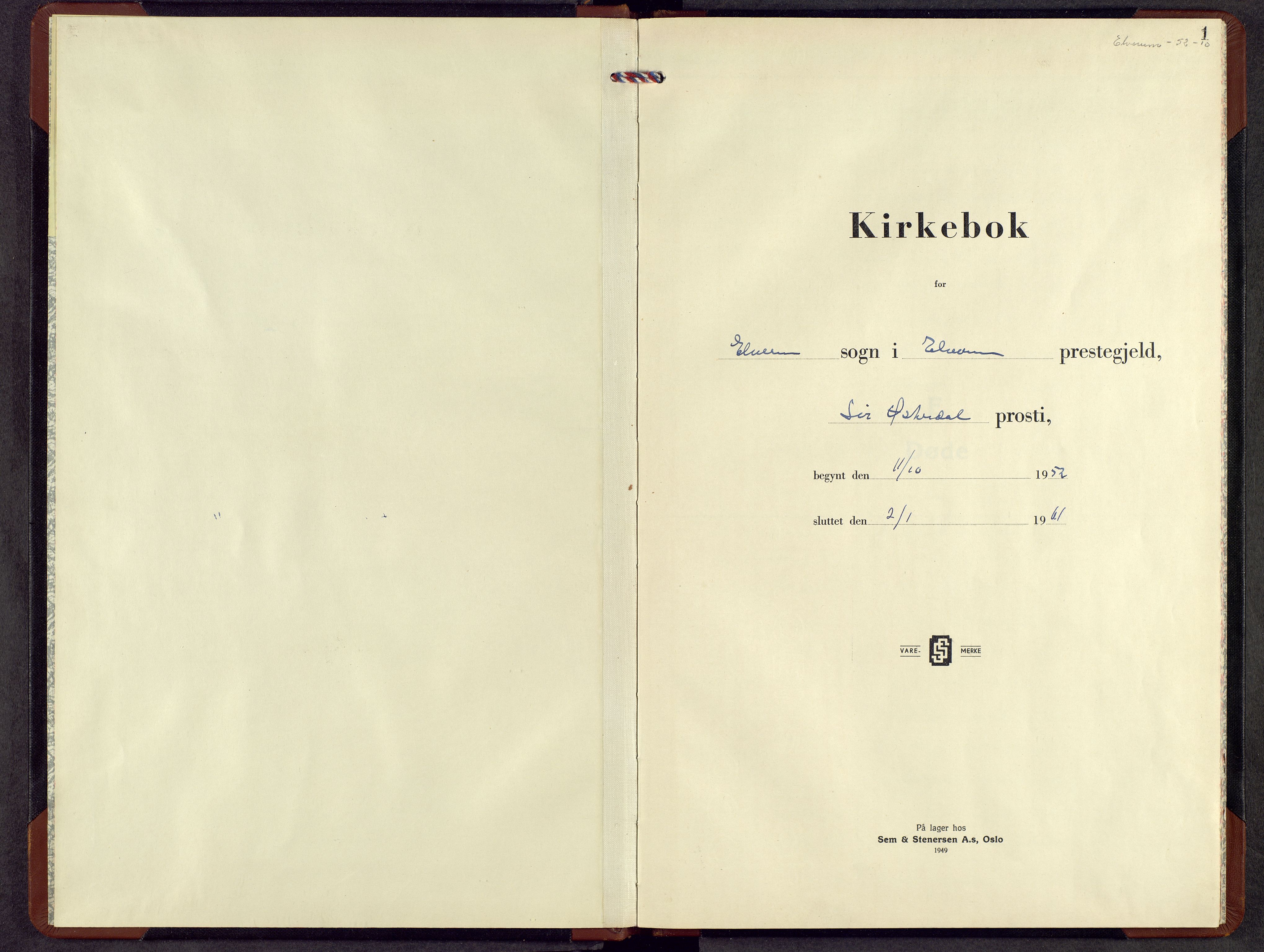 Elverum prestekontor, AV/SAH-PREST-044/H/Ha/Hab/L0025: Klokkerbok nr. 25, 1952-1961, s. 1