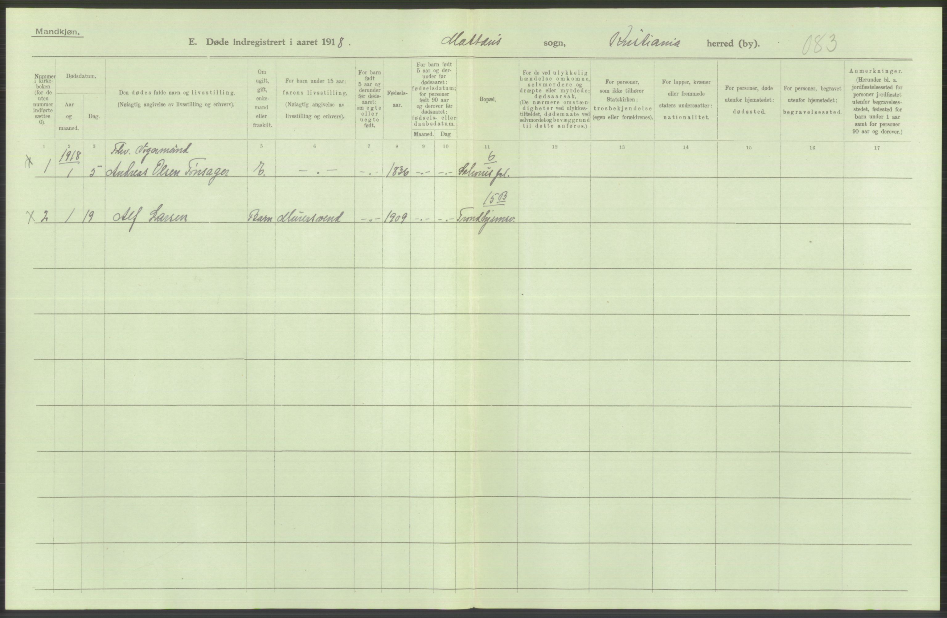 Statistisk sentralbyrå, Sosiodemografiske emner, Befolkning, RA/S-2228/D/Df/Dfb/Dfbh/L0010: Kristiania: Døde, 1918, s. 682