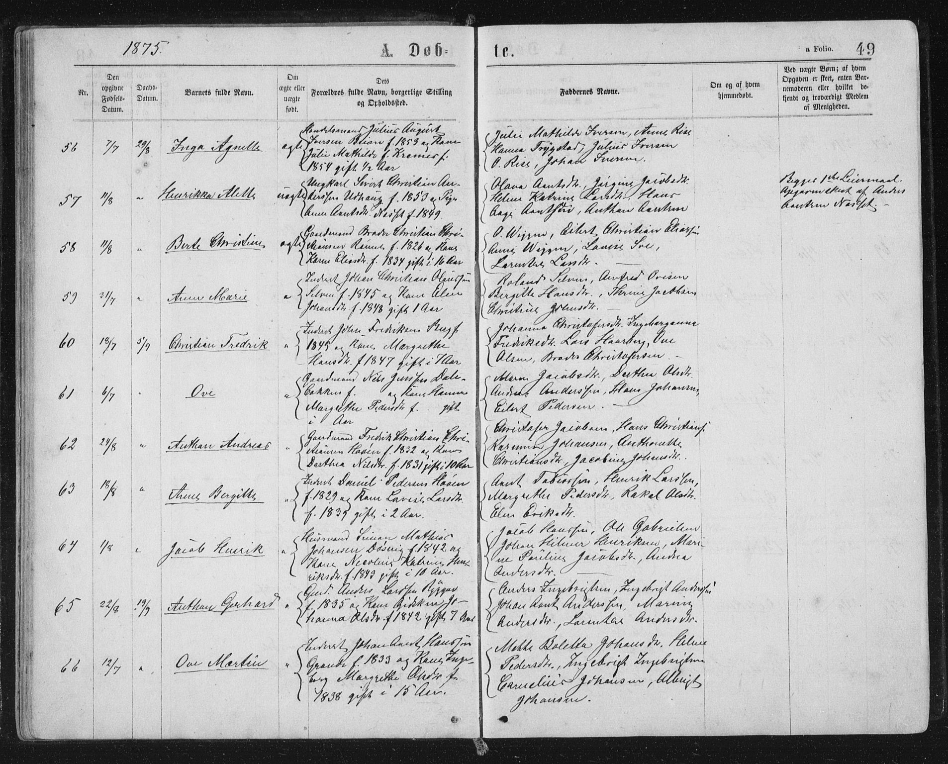 Ministerialprotokoller, klokkerbøker og fødselsregistre - Sør-Trøndelag, SAT/A-1456/659/L0745: Klokkerbok nr. 659C02, 1869-1892, s. 49