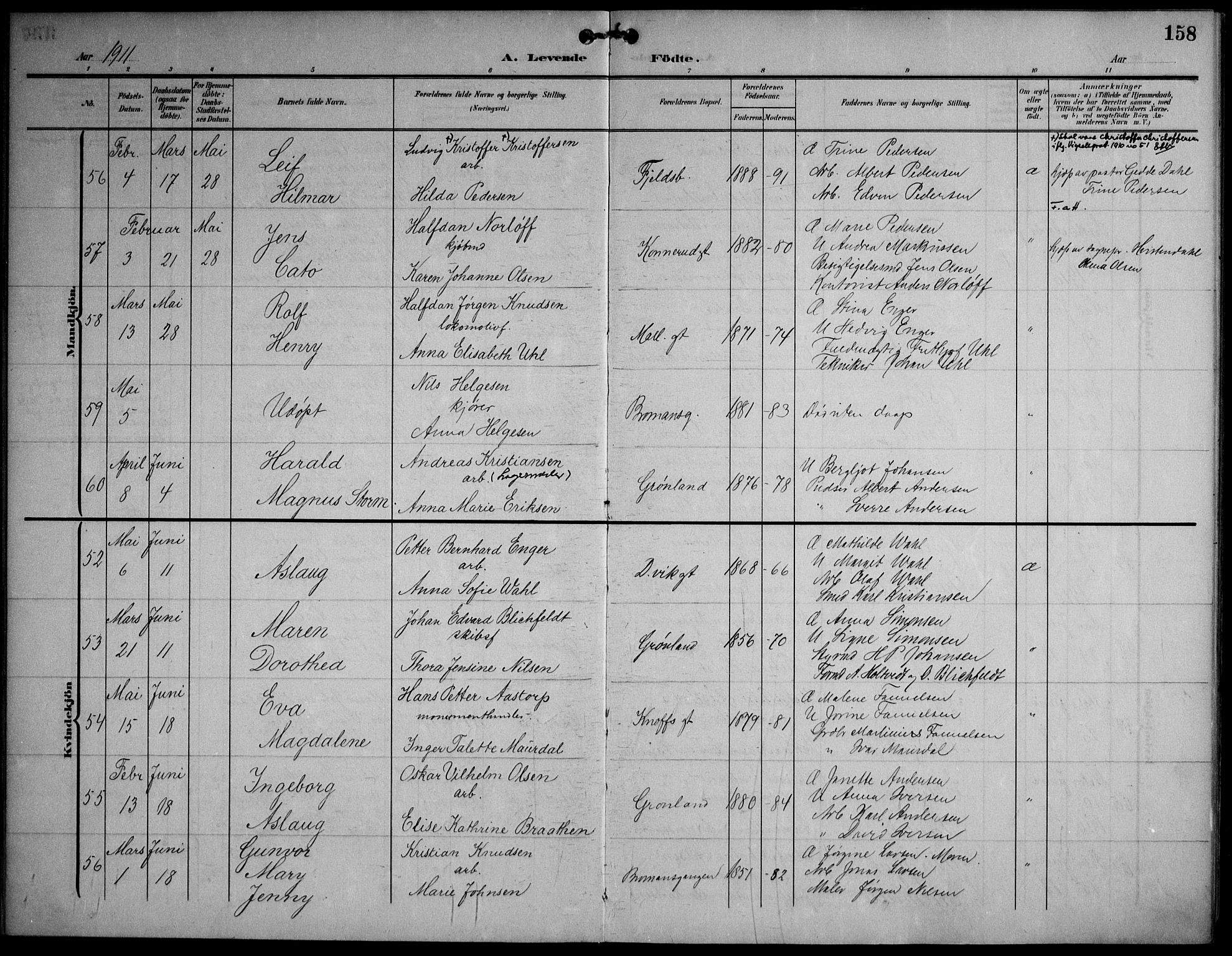 Strømsø kirkebøker, AV/SAKO-A-246/F/Fa/L0026: Ministerialbok nr. I 26, 1905-1914, s. 158