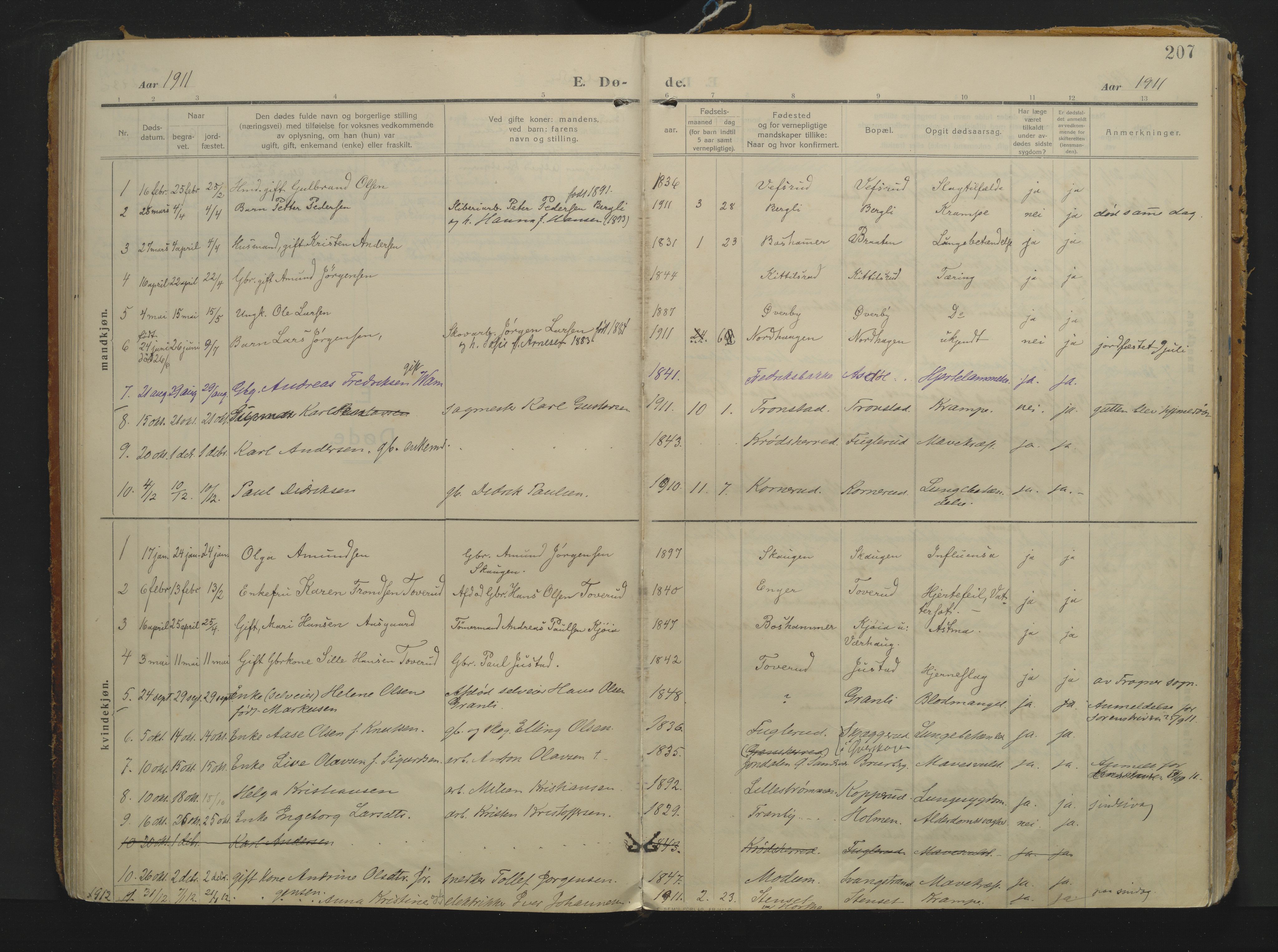 Sylling kirkebøker, AV/SAKO-A-247/F/Fa/L0002: Ministerialbok nr. 2, 1906-1936, s. 207