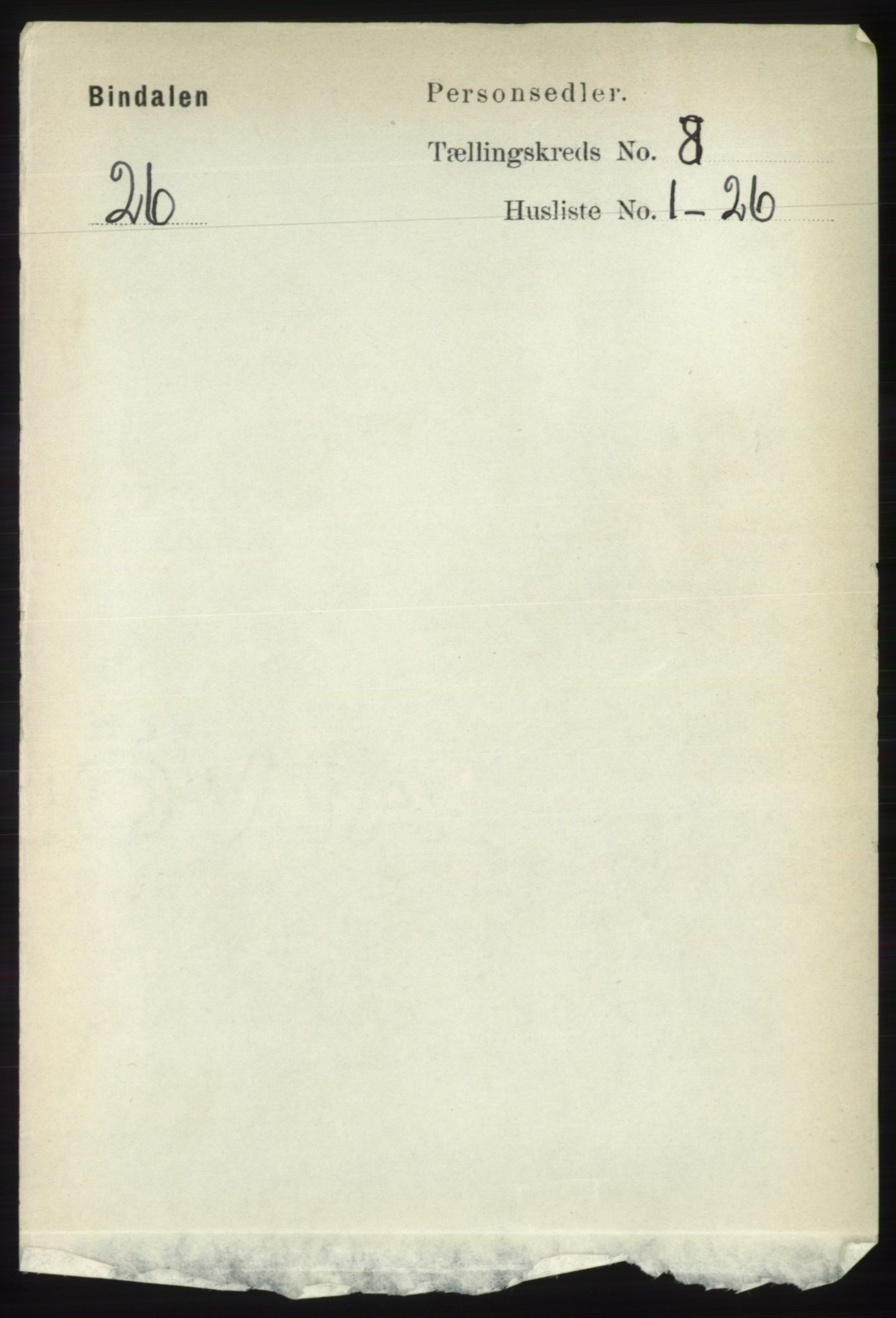 RA, Folketelling 1891 for 1811 Bindal herred, 1891, s. 2609