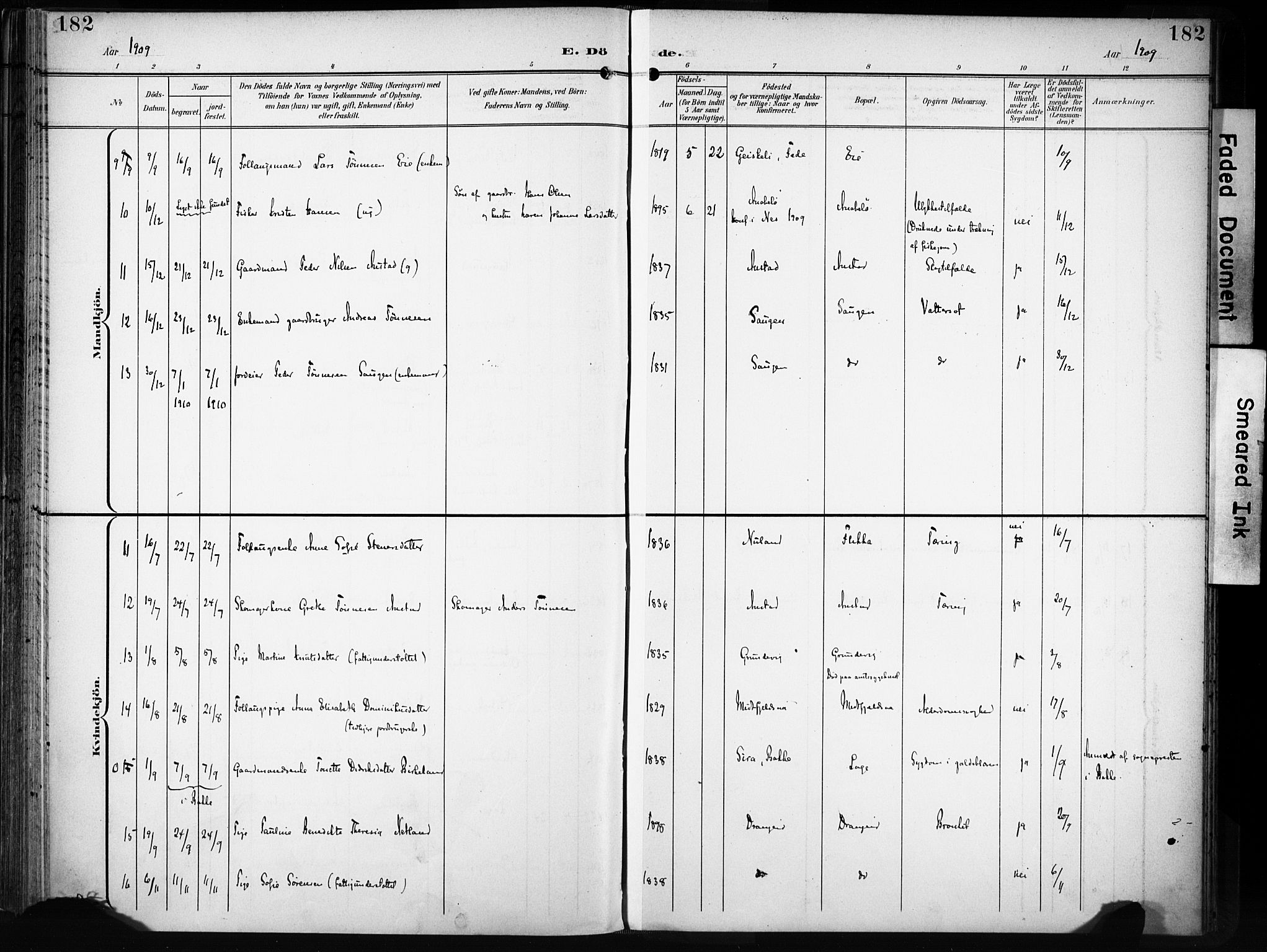 Flekkefjord sokneprestkontor, AV/SAK-1111-0012/F/Fa/Fac/L0009: Ministerialbok nr. A 9, 1899-1909, s. 182