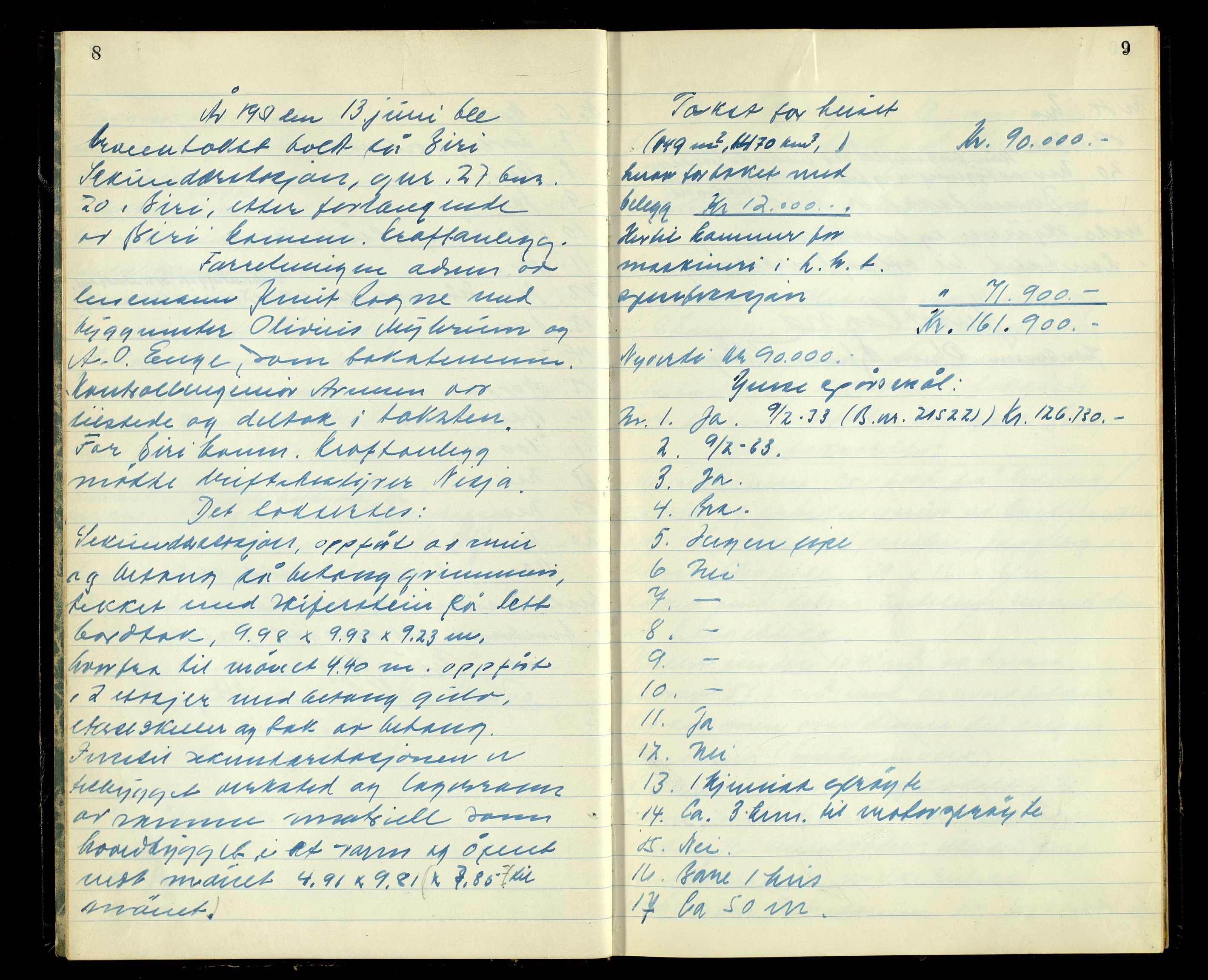 Norges Brannkasse, Biri, AV/SAH-NBRANB-043/Fa/L0004: Branntakstprotokoll - tekst, 1951-1953, s. 8-9