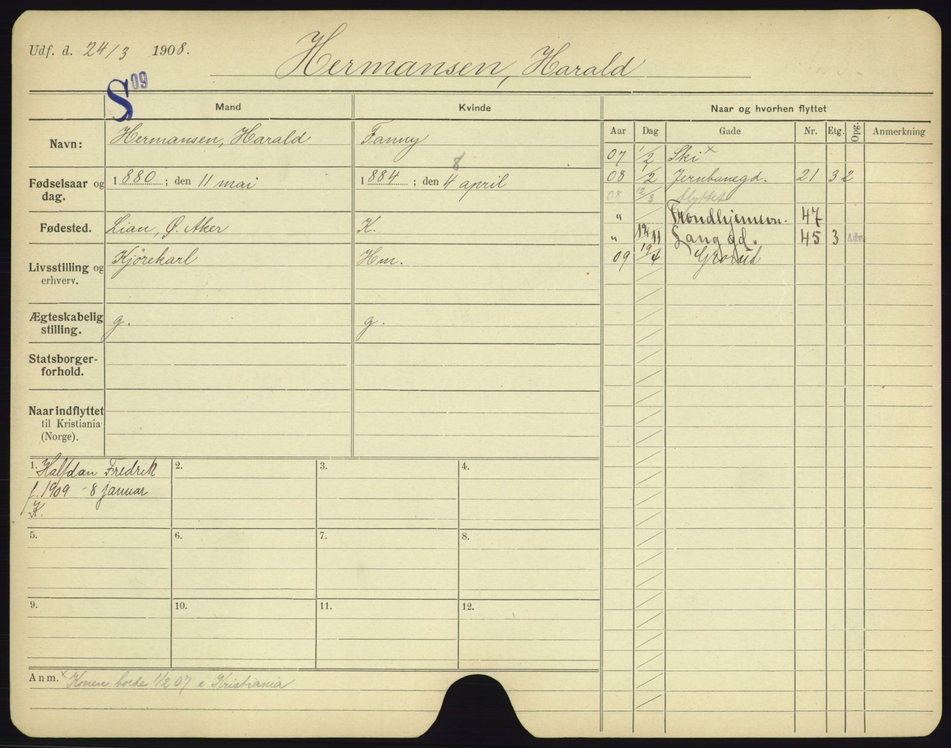 Oslo folkeregister, Registerkort, SAO/A-11715/F/Fa/Fac/L0004: Menn, 1906-1914, s. 701a