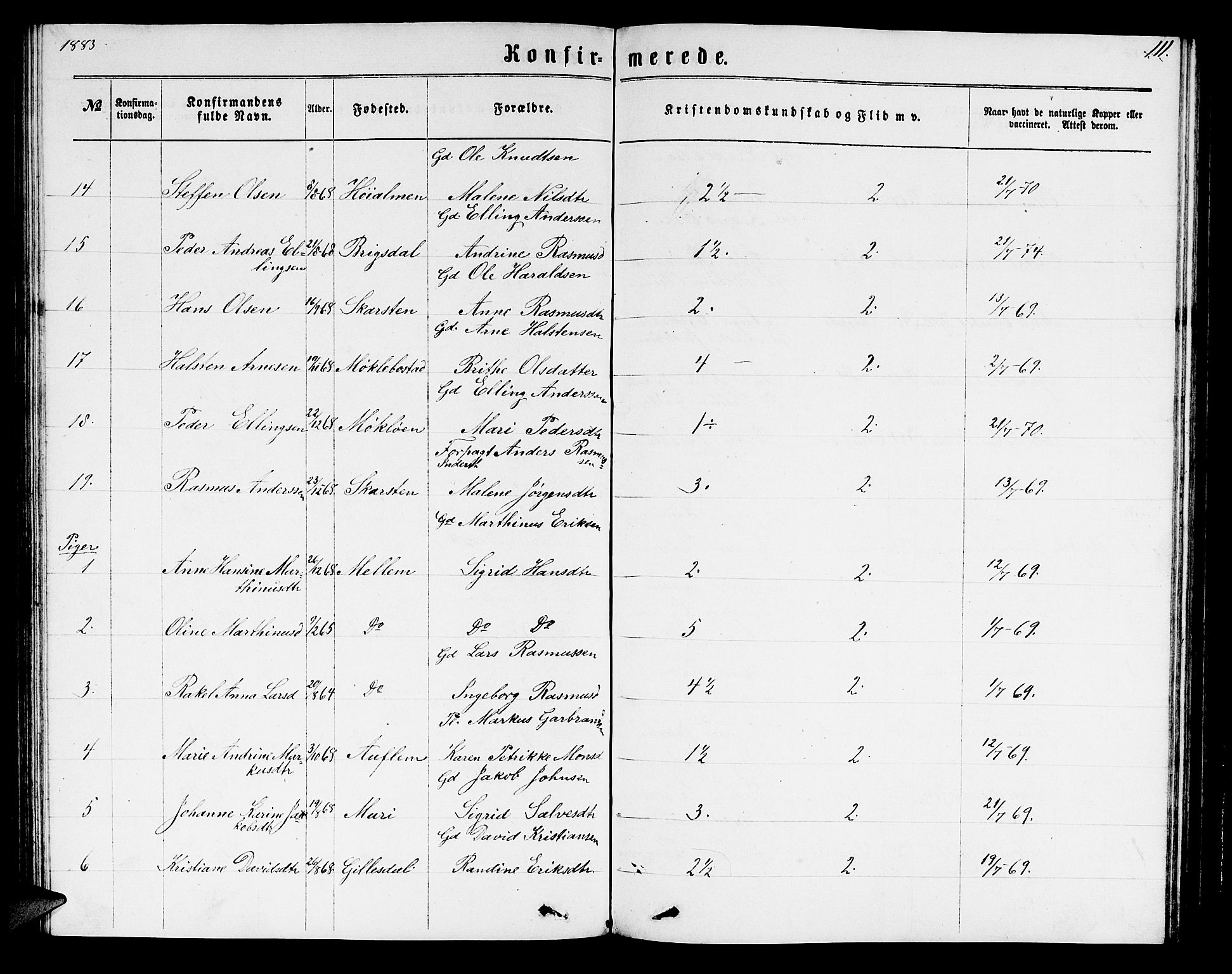 Innvik sokneprestembete, AV/SAB-A-80501: Klokkerbok nr. B 2, 1864-1885, s. 111