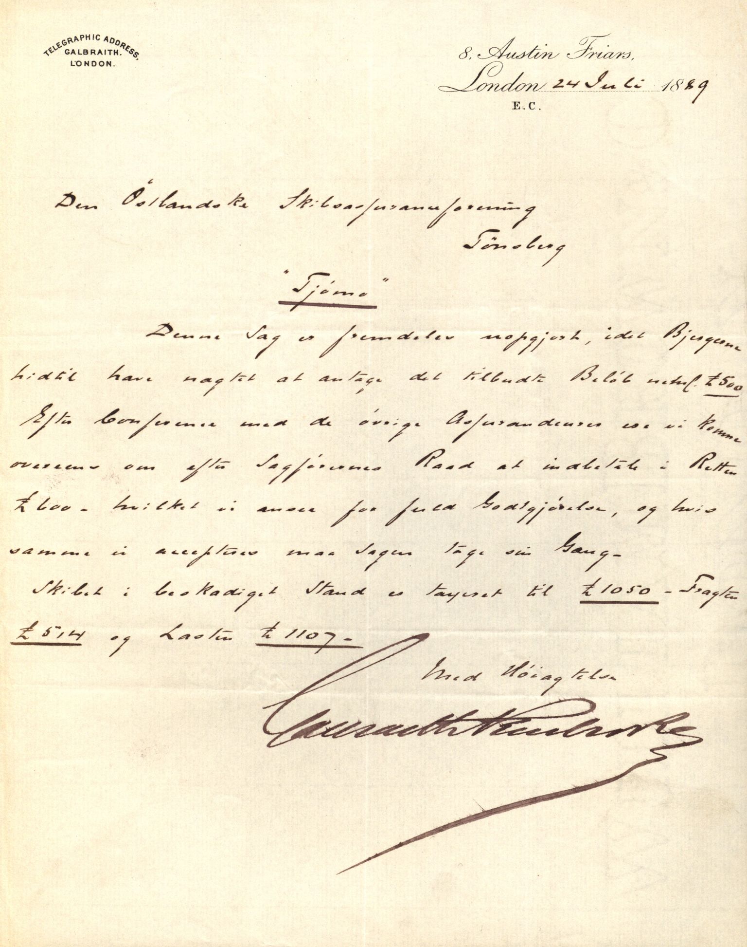 Pa 63 - Østlandske skibsassuranceforening, VEMU/A-1079/G/Ga/L0023/0008: Havaridokumenter / Immanuel, Wilhelm, Tobine, Diaz, Esmeralda, Tjømø, 1889, s. 48