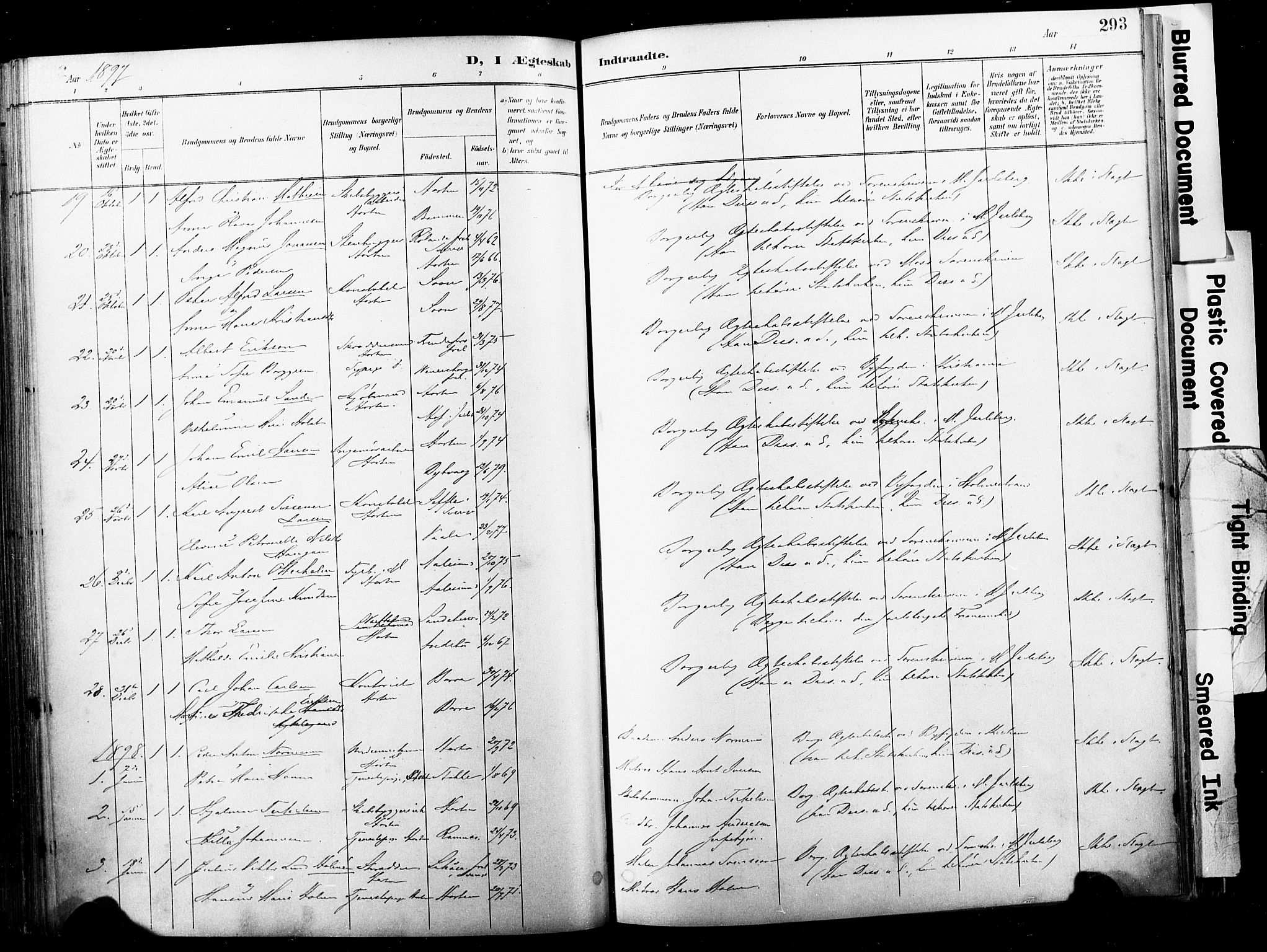 Horten kirkebøker, AV/SAKO-A-348/F/Fa/L0005: Ministerialbok nr. 5, 1896-1904, s. 293