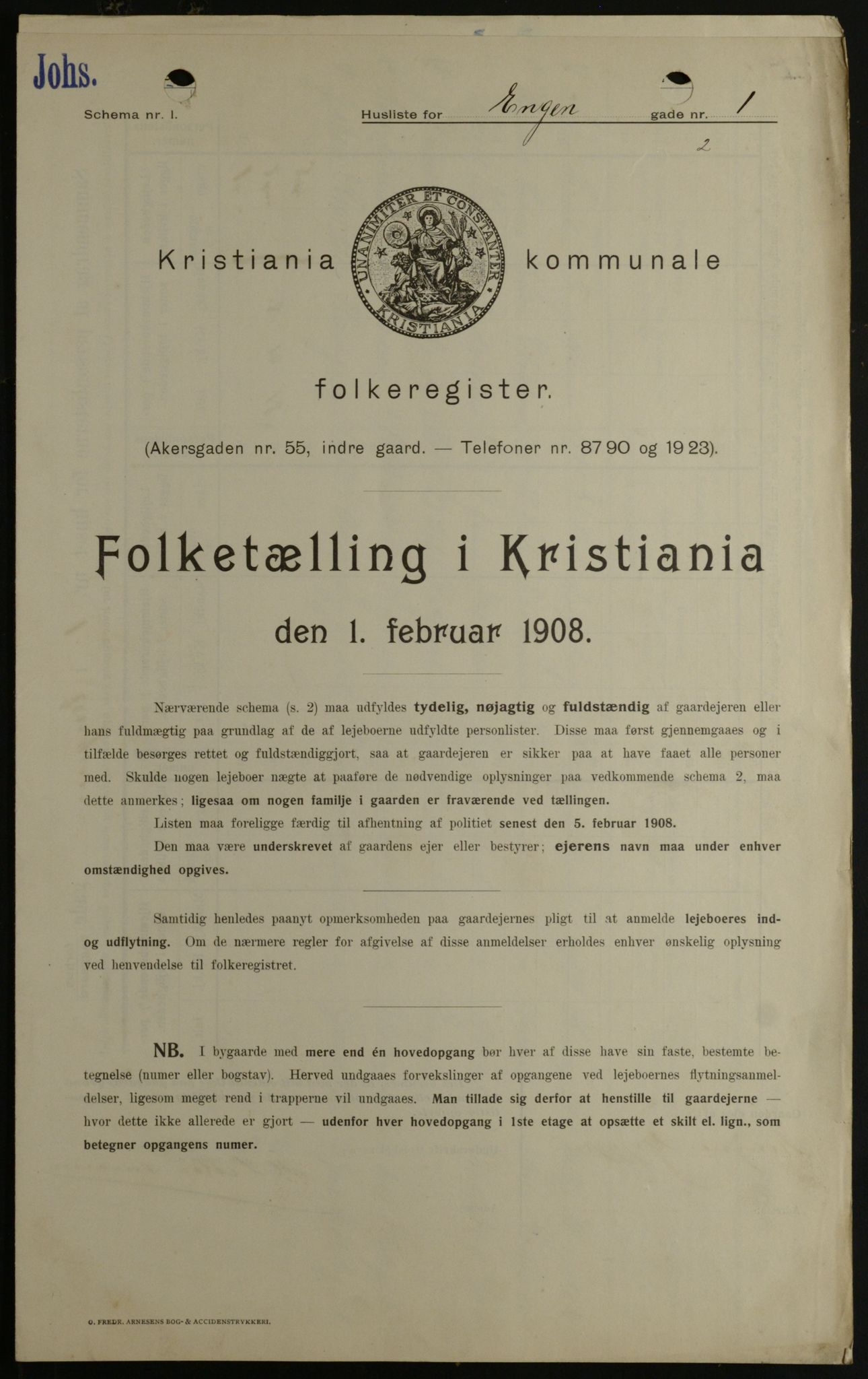 OBA, Kommunal folketelling 1.2.1908 for Kristiania kjøpstad, 1908, s. 19779