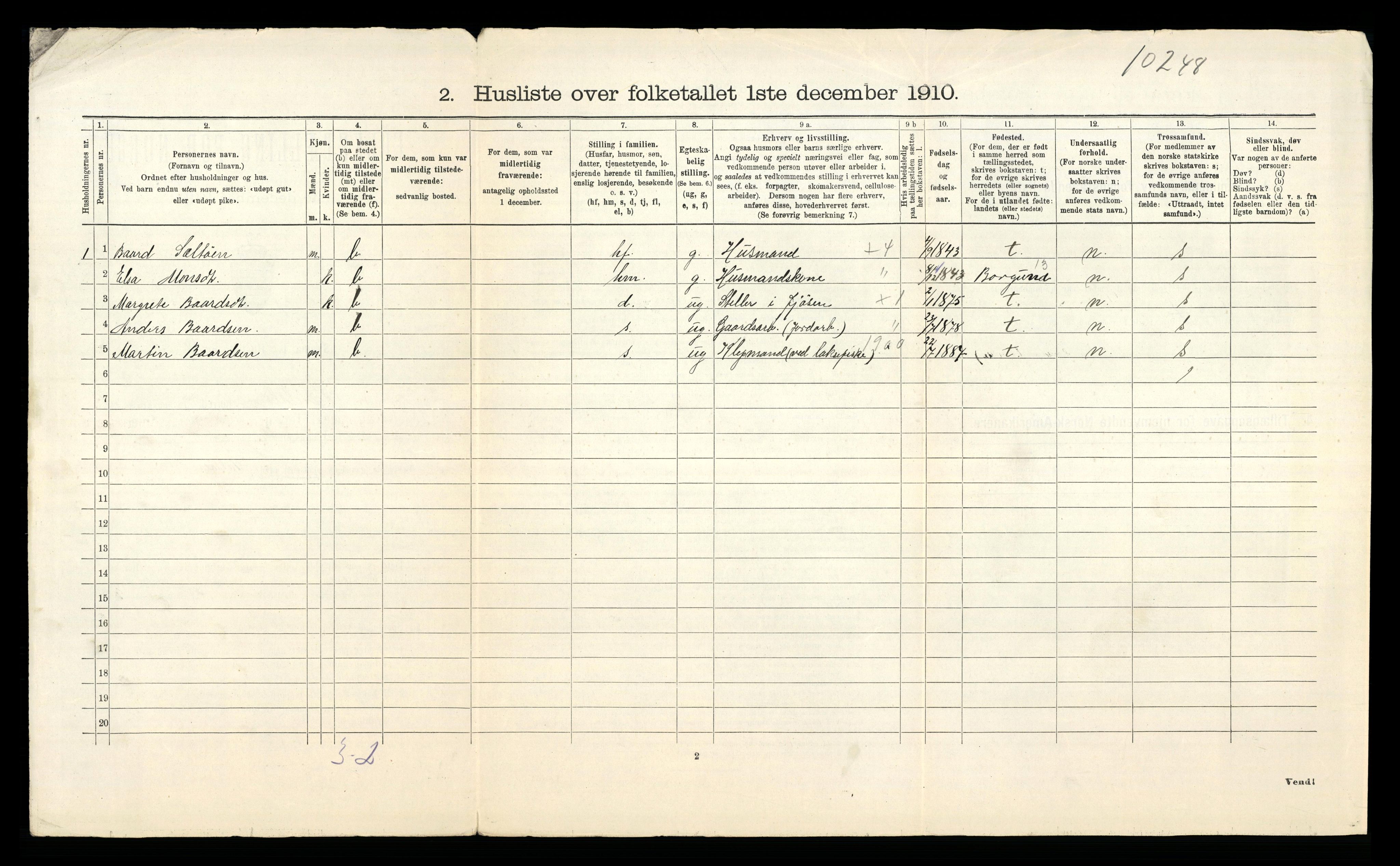 RA, Folketelling 1910 for 1422 Lærdal herred, 1910, s. 691