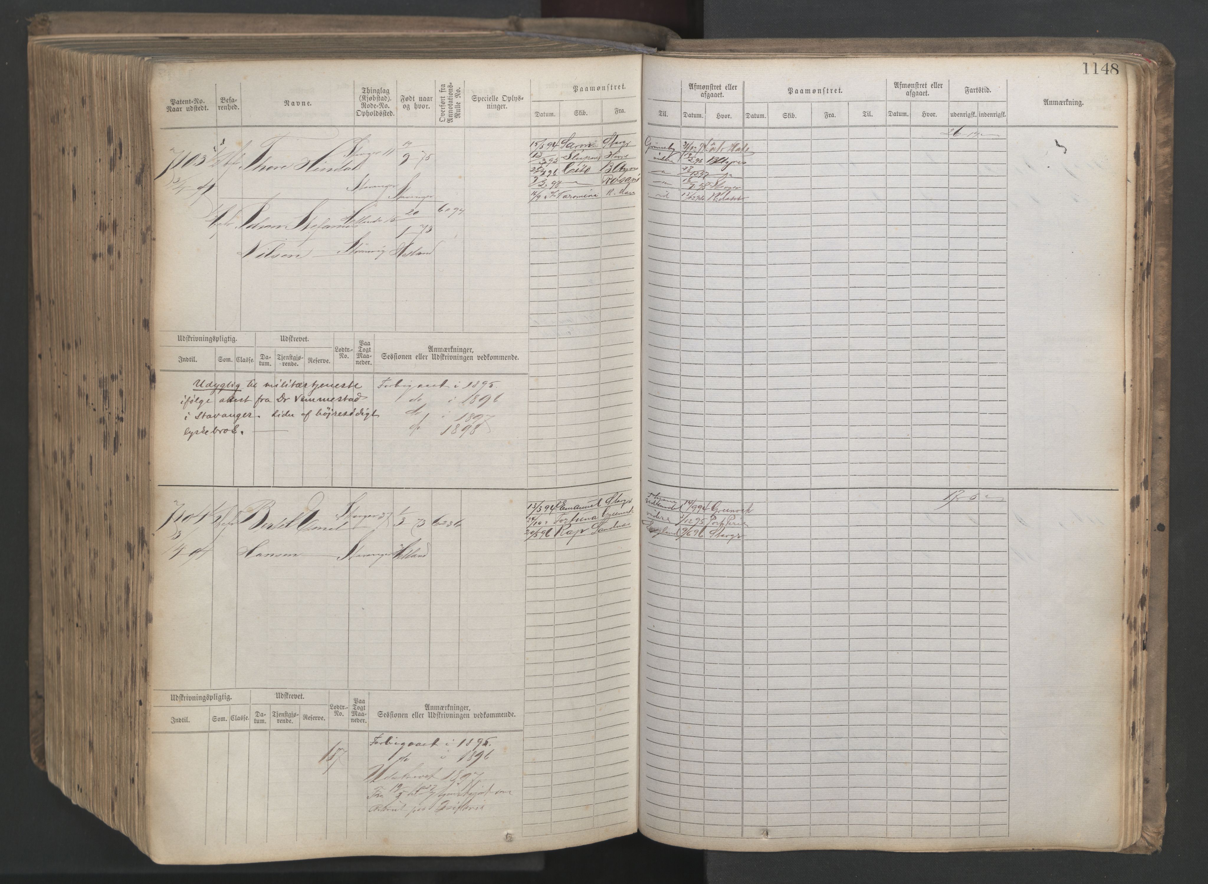 Stavanger sjømannskontor, SAST/A-102006/F/Fb/Fbb/L0021: Sjøfartshovedrulle patnentnr. 6005-7204 (dublett), 1887, s. 554