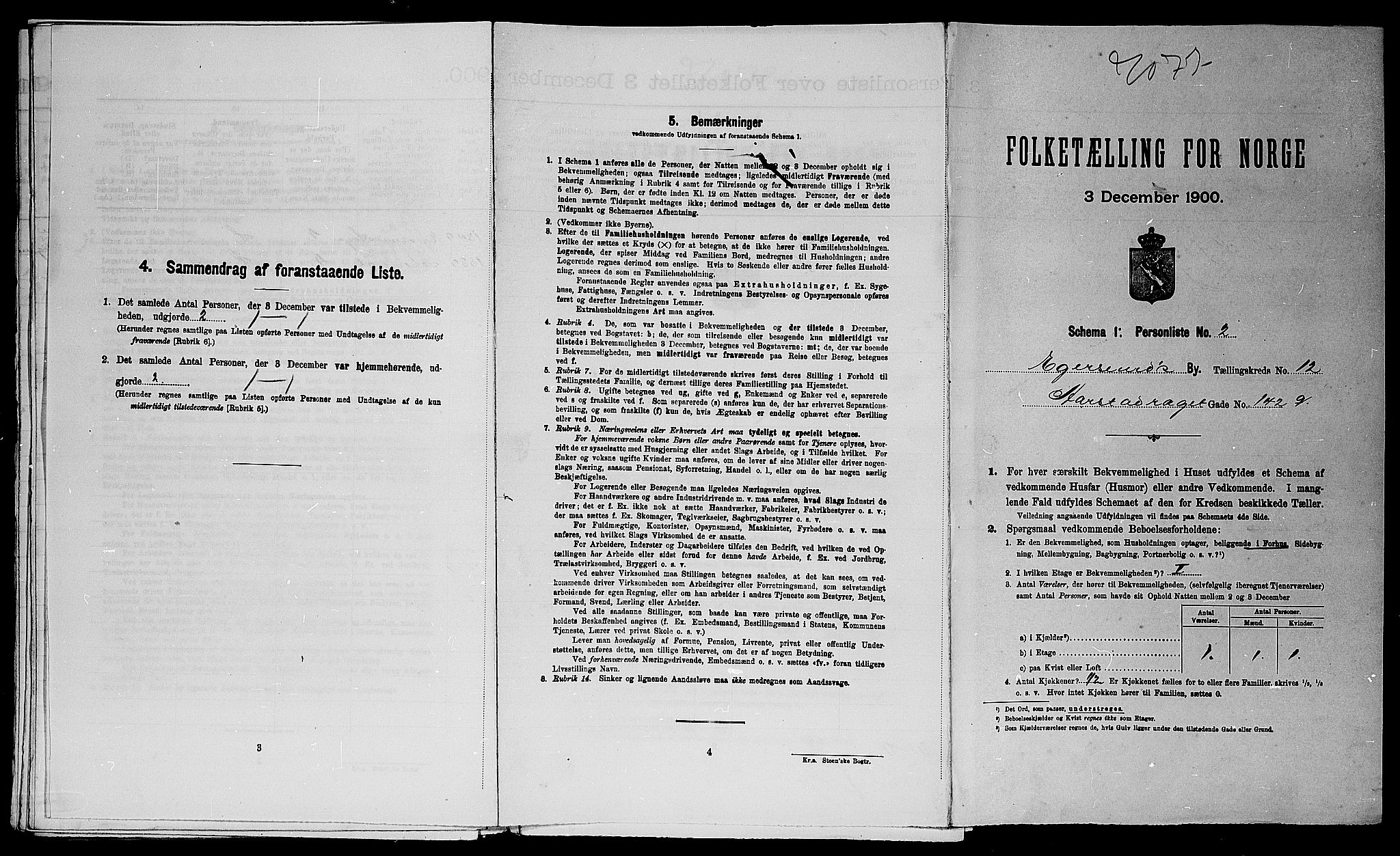 SAST, Folketelling 1900 for 1101 Egersund ladested, 1900, s. 1274