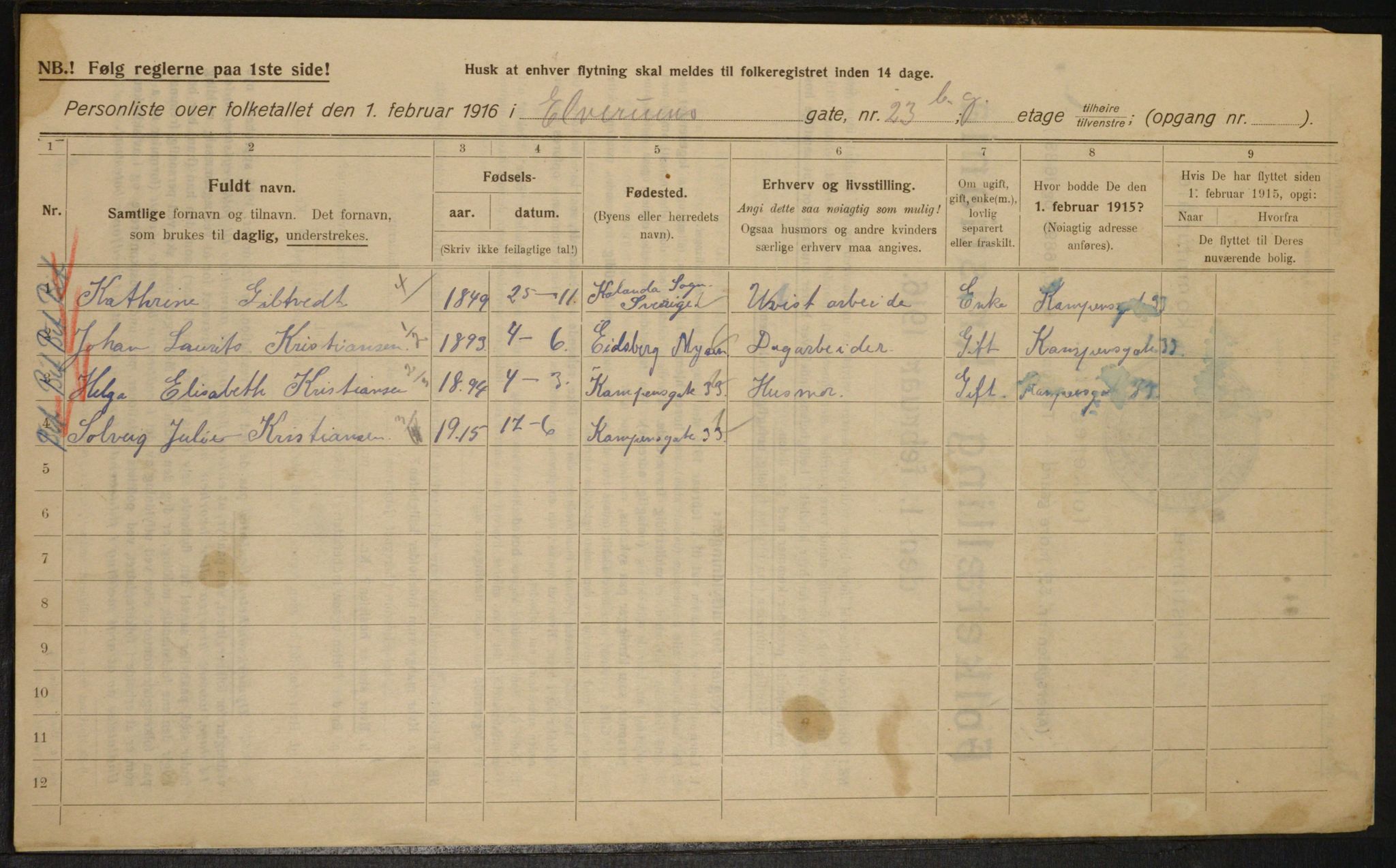 OBA, Kommunal folketelling 1.2.1916 for Kristiania, 1916, s. 21353