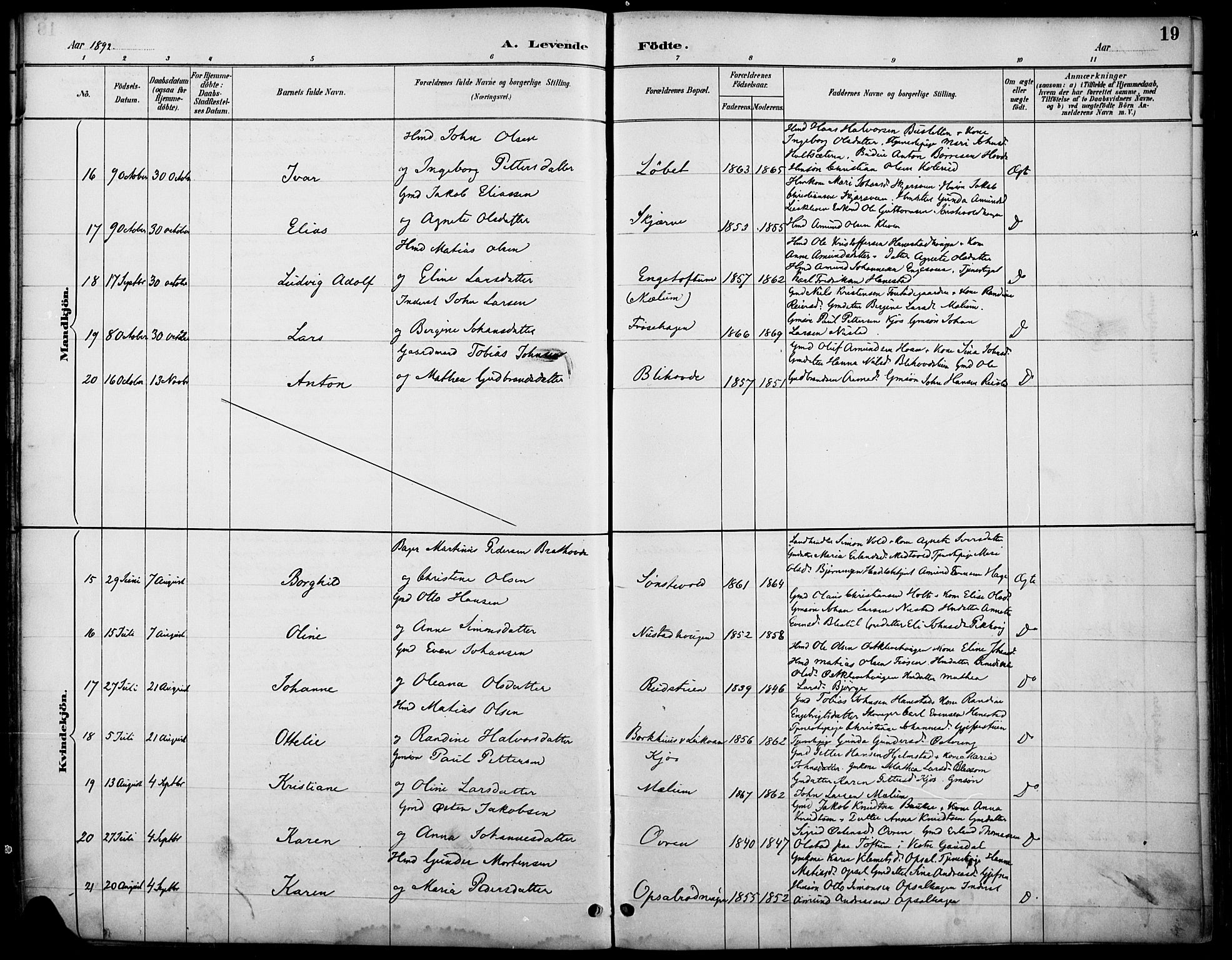 Østre Gausdal prestekontor, AV/SAH-PREST-092/H/Ha/Haa/L0002: Ministerialbok nr. 2, 1887-1897, s. 19