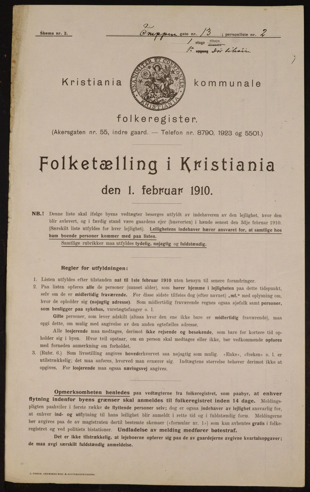 OBA, Kommunal folketelling 1.2.1910 for Kristiania, 1910, s. 93494