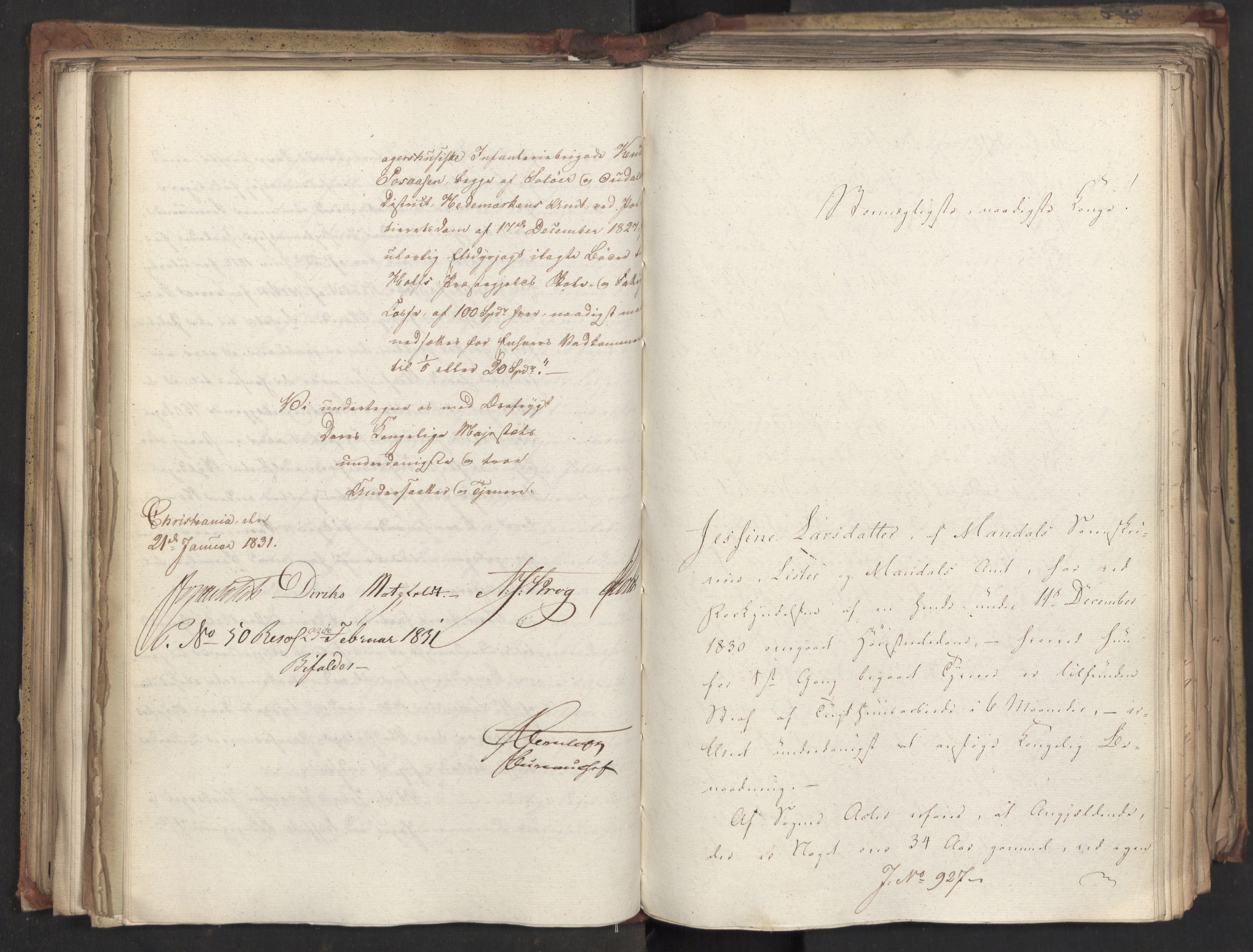 Statsrådsavdelingen i Stockholm, AV/RA-S-1003/D/Da/L0069: Regjeringsinnstillinger nr. 877-1046, 1831, s. 207