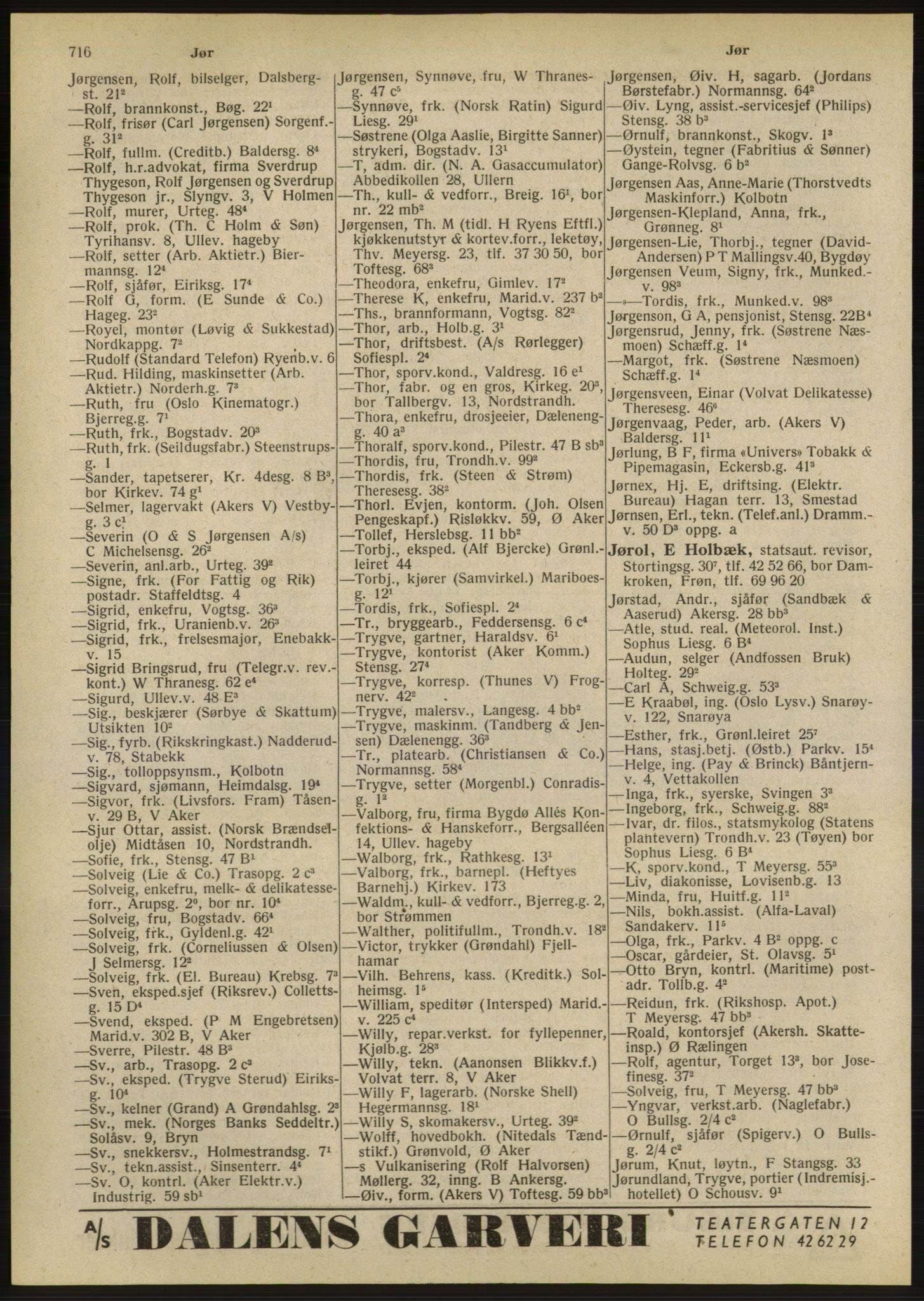Kristiania/Oslo adressebok, PUBL/-, 1947, s. 716
