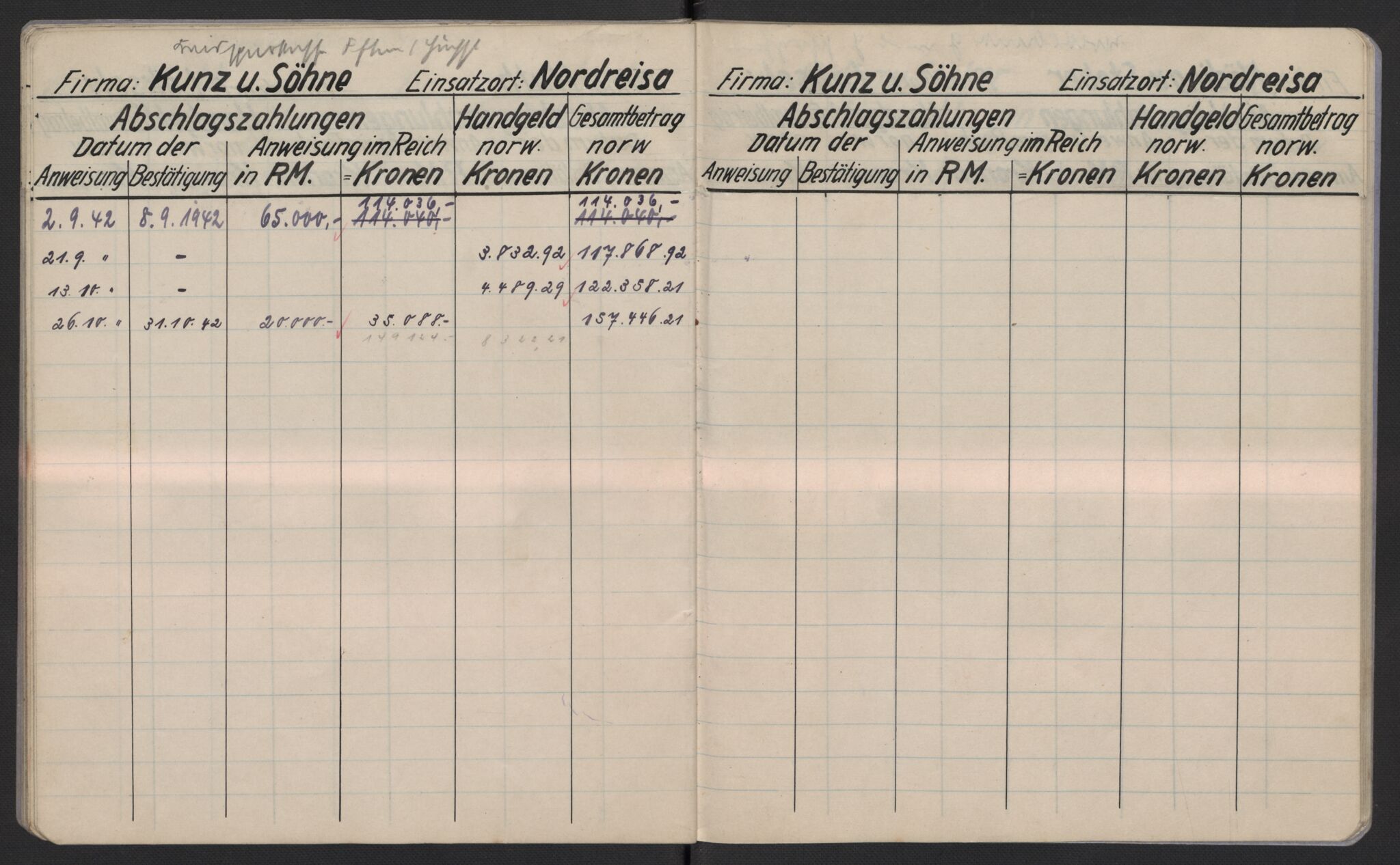 Tyske arkiver, Organisation Todt (OT), Einsatzgruppe Wiking, AV/RA-RAFA-2188/2/F/Fg/Fgb/L0005: Bltg. L.W. Bardufoss: Diverse regnskapsbøker, 1940