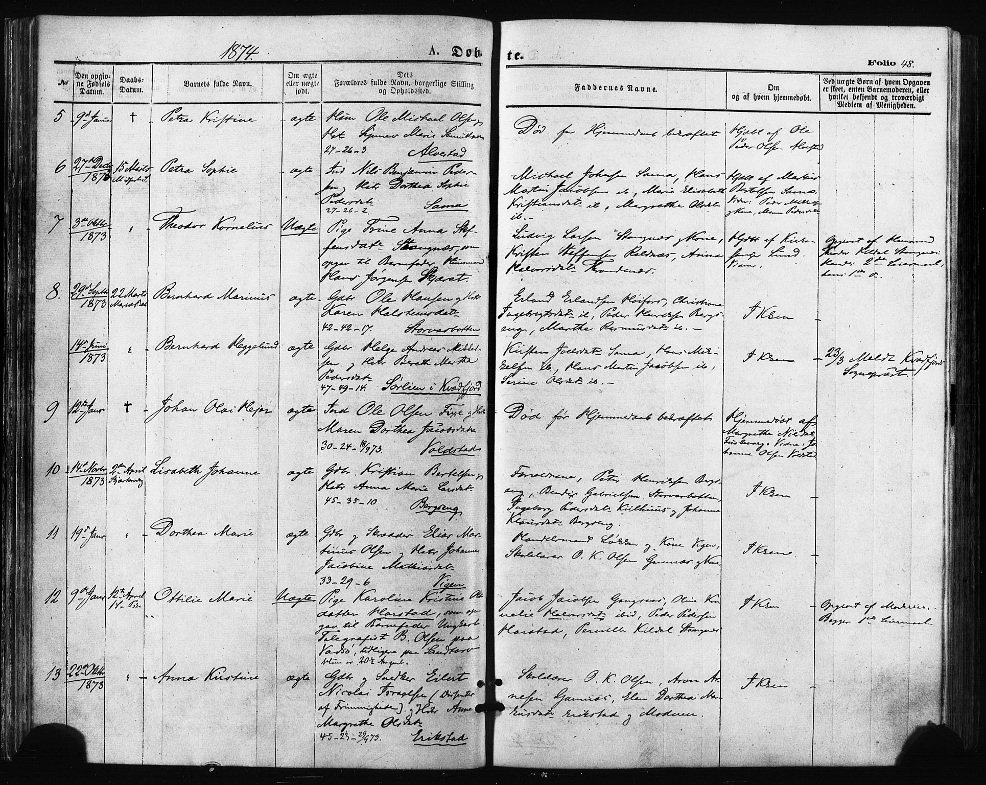 Trondenes sokneprestkontor, AV/SATØ-S-1319/H/Ha/L0013kirke: Ministerialbok nr. 13, 1870-1878, s. 48