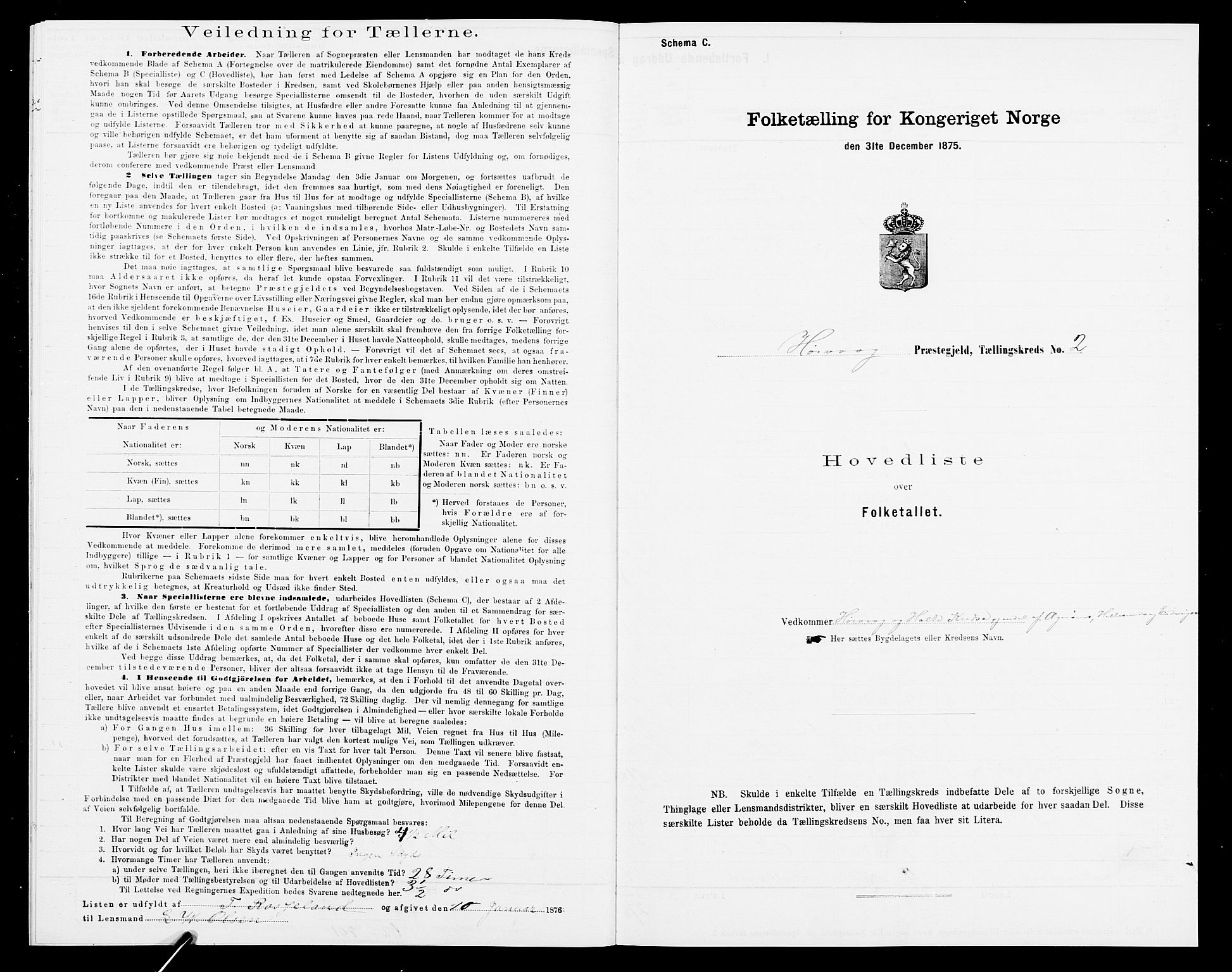 SAK, Folketelling 1875 for 0927P Høvåg prestegjeld, 1875, s. 21