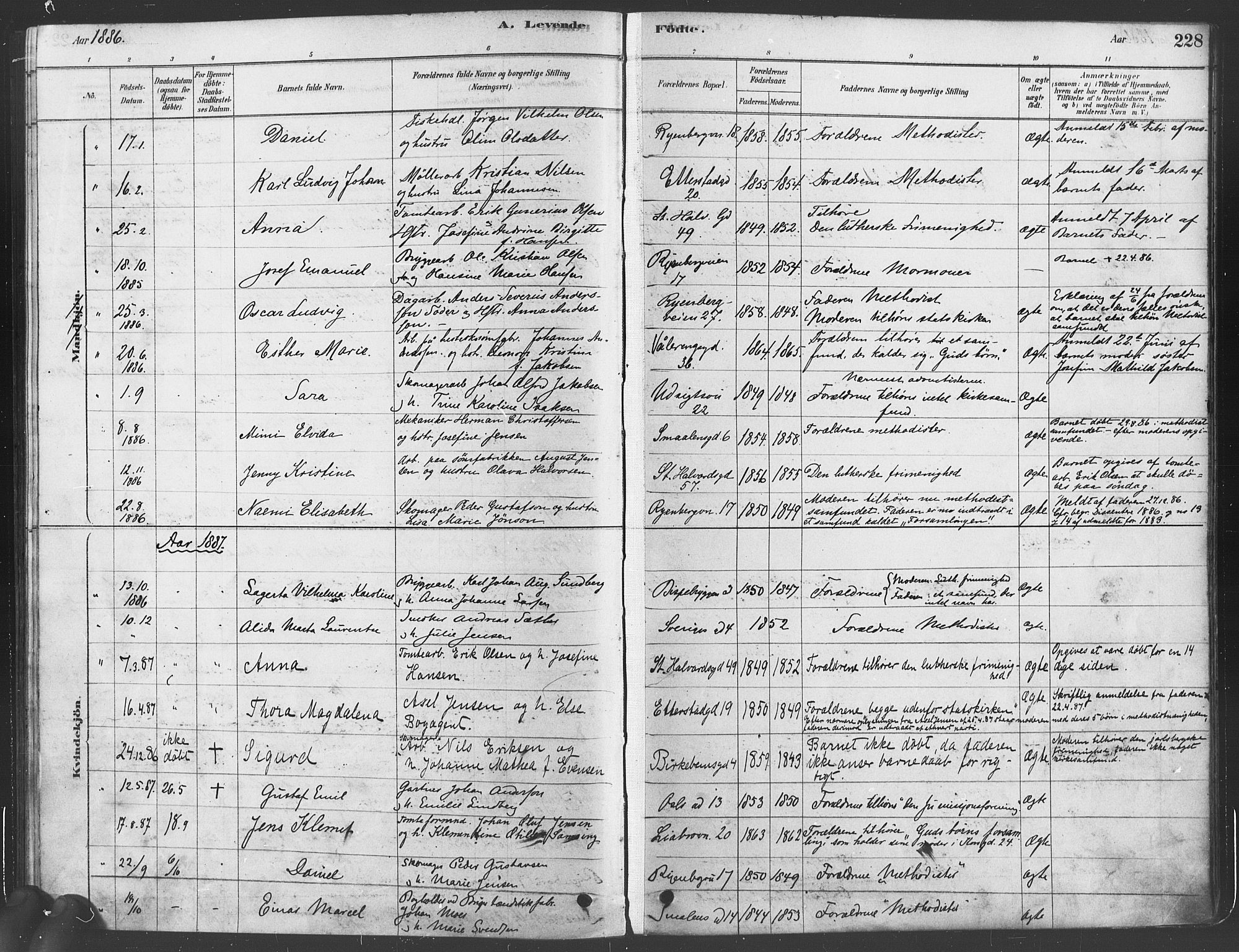 Gamlebyen prestekontor Kirkebøker, AV/SAO-A-10884/F/Fa/L0005: Ministerialbok nr. 5, 1878-1889, s. 228