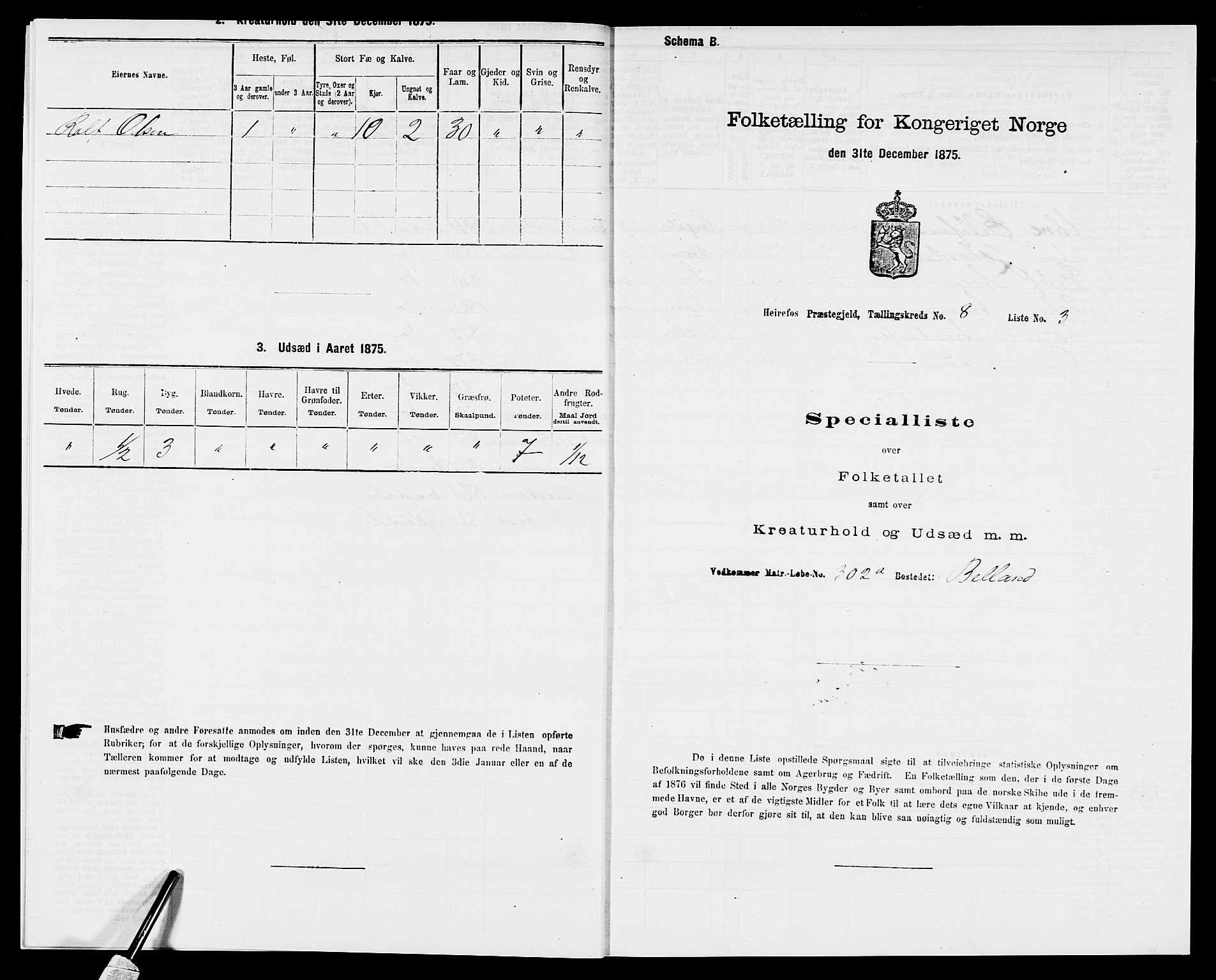 SAK, Folketelling 1875 for 0933P Herefoss prestegjeld, 1875, s. 628