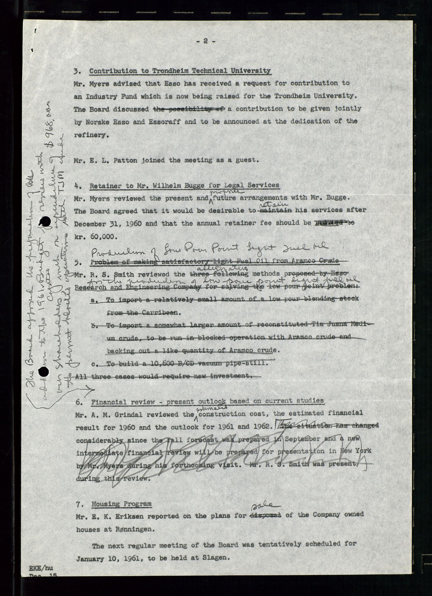 PA 1537 - A/S Essoraffineriet Norge, AV/SAST-A-101957/A/Aa/L0001/0001: Styremøter / Styremøter, board meetings, 1959-1961, s. 85