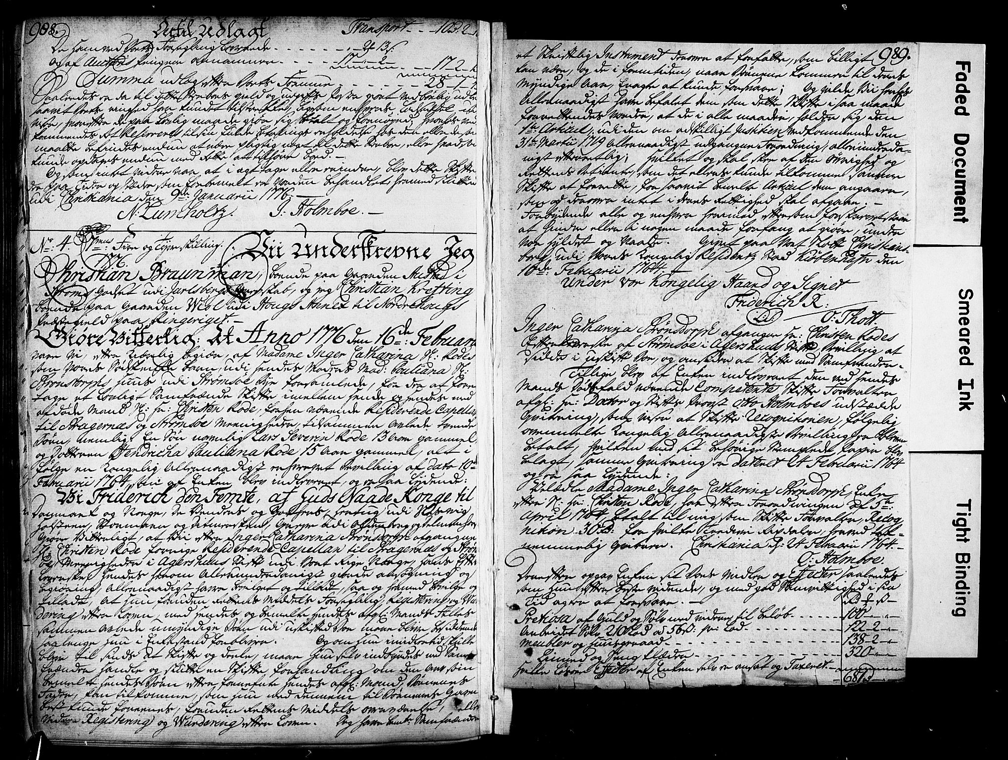 Bragernes prosti, AV/SAKO-A-430/O/Ob/L0002: Skifteprotokoll, 1739-1776, s. 988-989