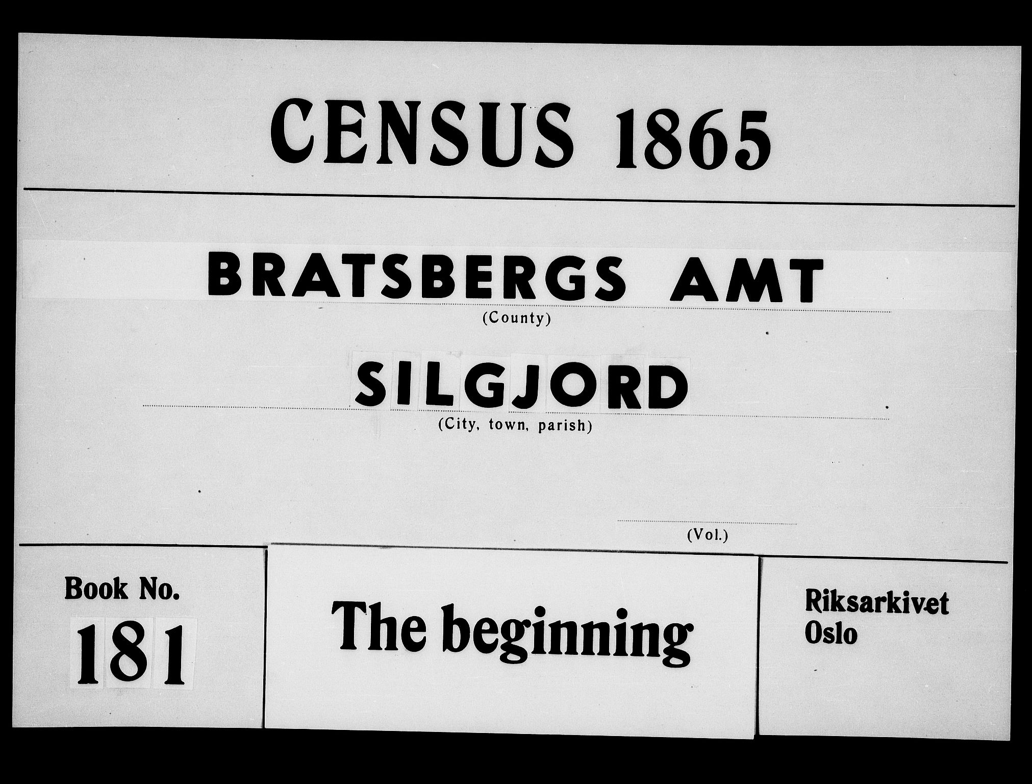 RA, Folketelling 1865 for 0828P Seljord prestegjeld, 1865, s. 1