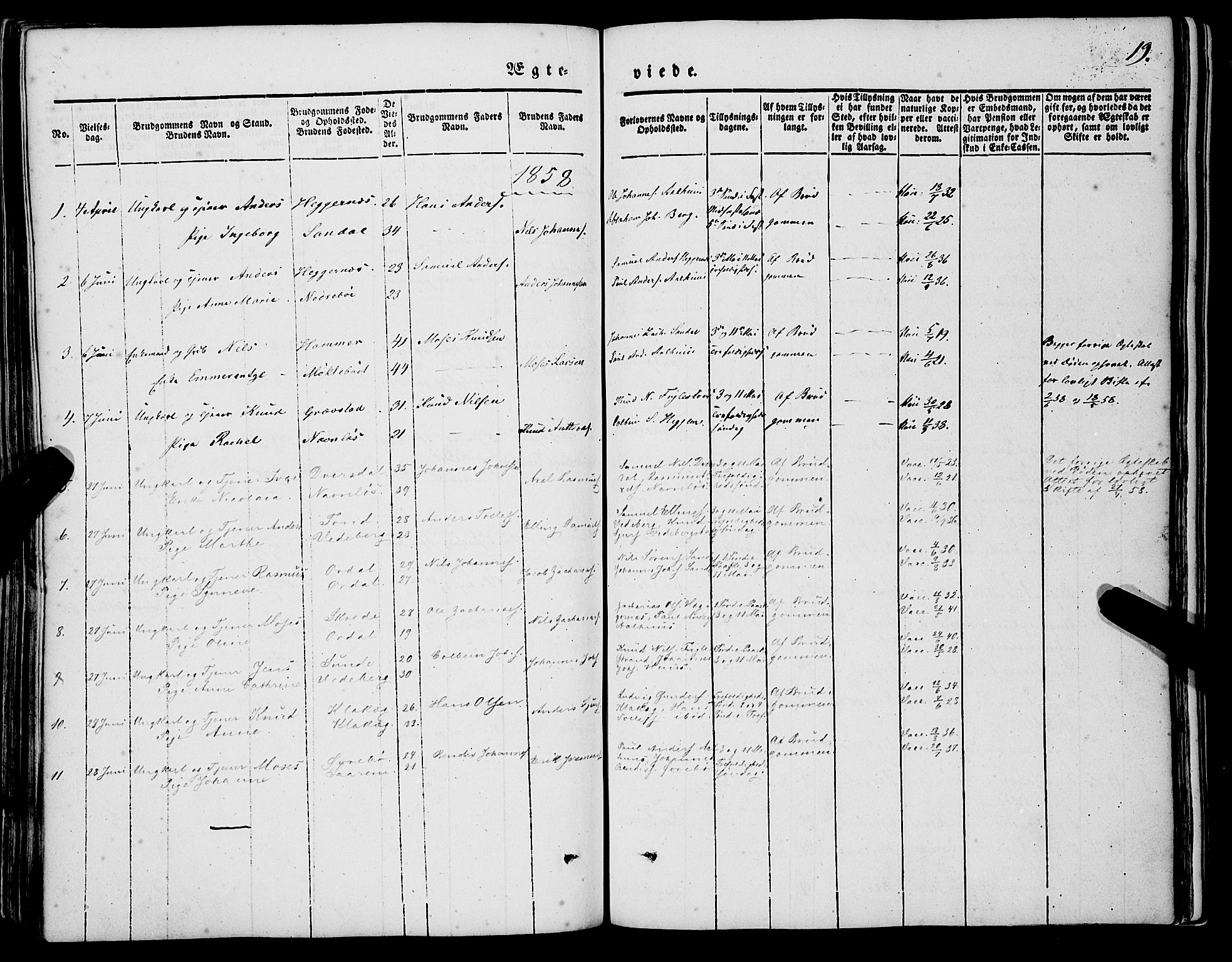 Jølster sokneprestembete, SAB/A-80701/H/Haa/Haaa/L0010: Ministerialbok nr. A 10, 1847-1865, s. 19