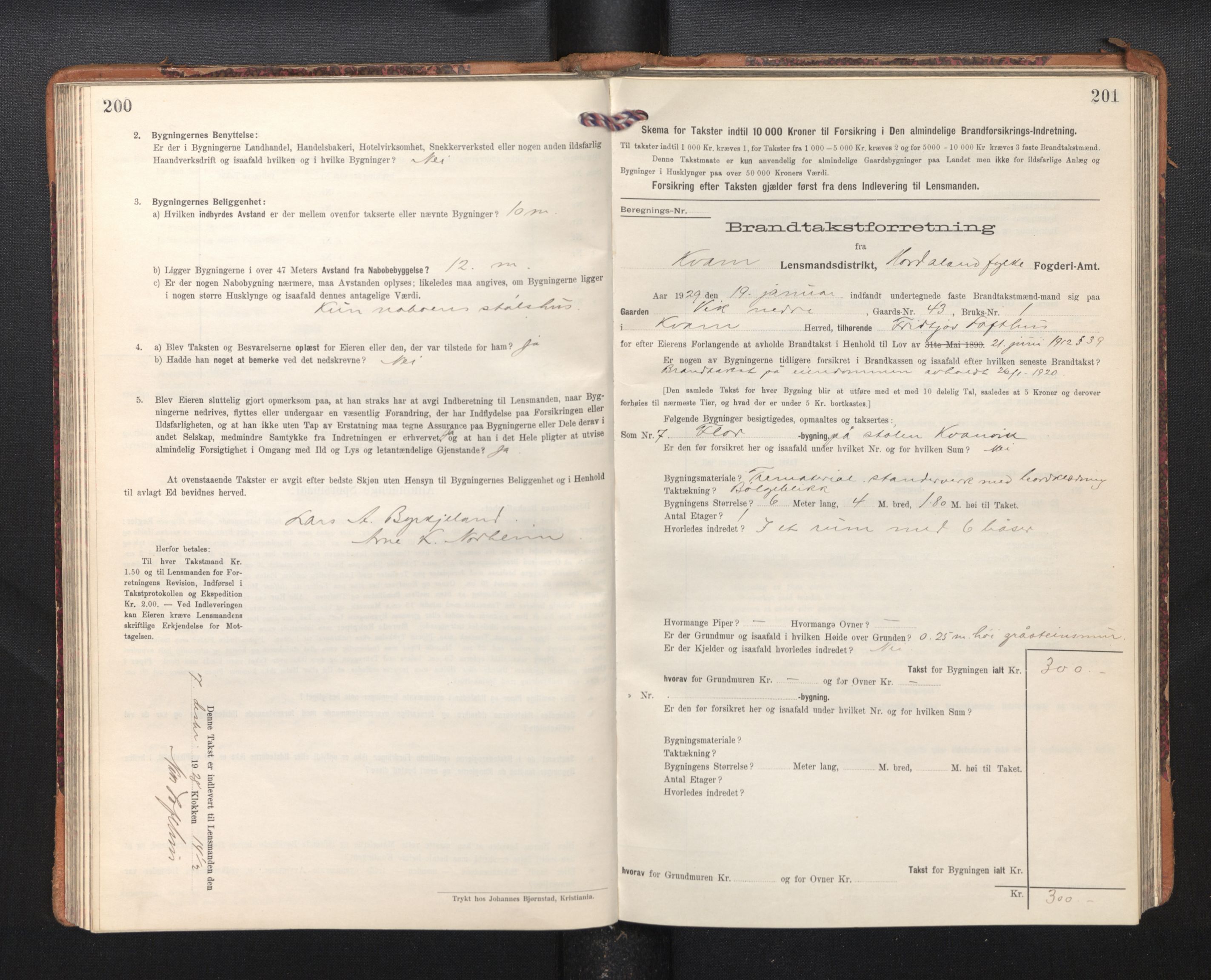 Lensmannen i Kvam, AV/SAB-A-33201/0012/L0006: Branntakstprotokoll, skjematakst, 1913-1955, s. 200-201