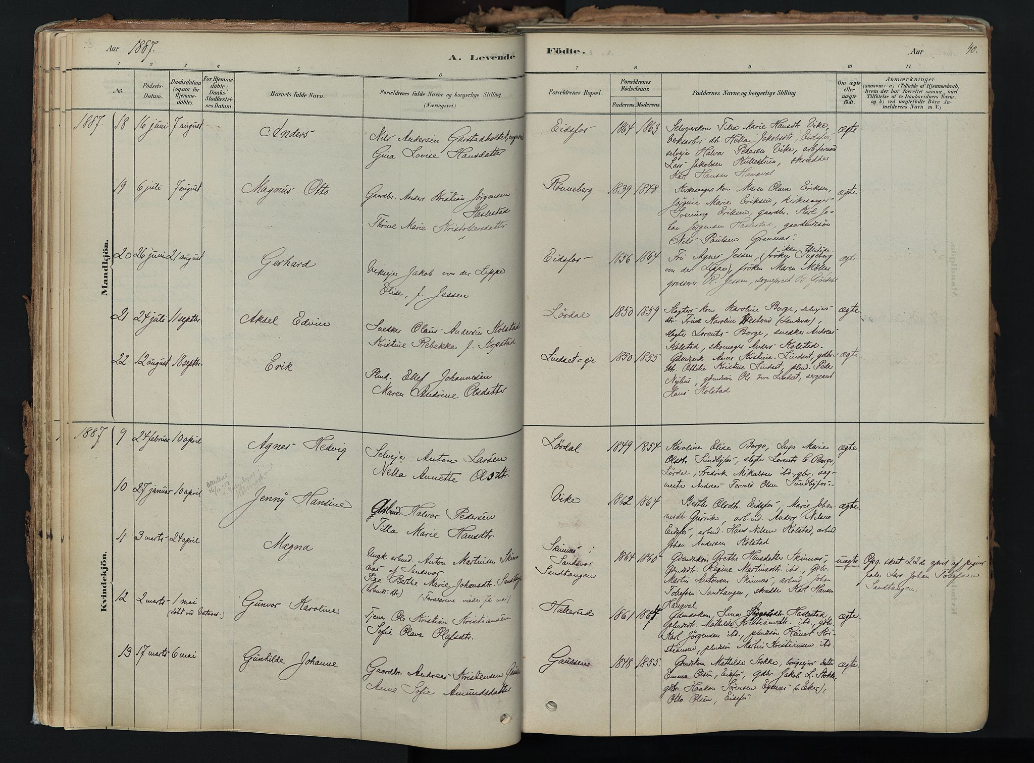 Hof kirkebøker, AV/SAKO-A-64/F/Fa/L0007: Ministerialbok nr. I 7, 1878-1940, s. 40