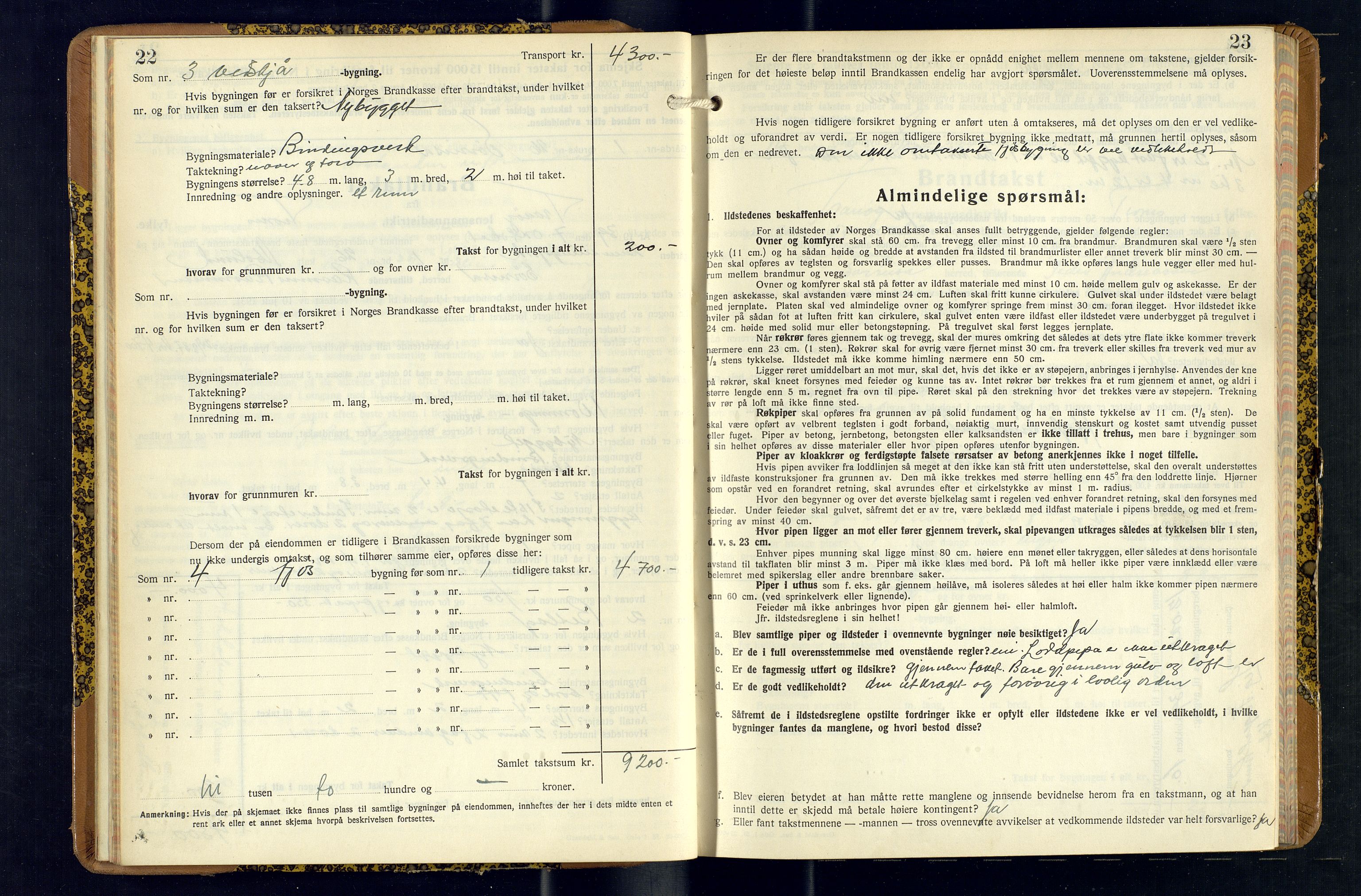 Tranøy lensmannskontor (Sørreisa lensmannskontor), AV/SATØ-SATØ-46/1/F/Fq/Fqc/L0271: Branntakstprotokoller, 1939-1947, s. 22-23