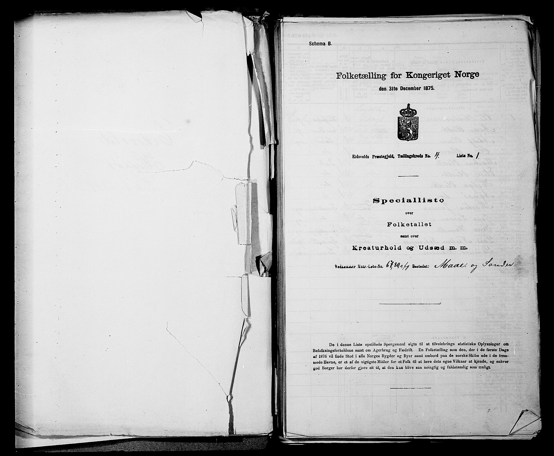 RA, Folketelling 1875 for 0237P Eidsvoll prestegjeld, 1875, s. 458