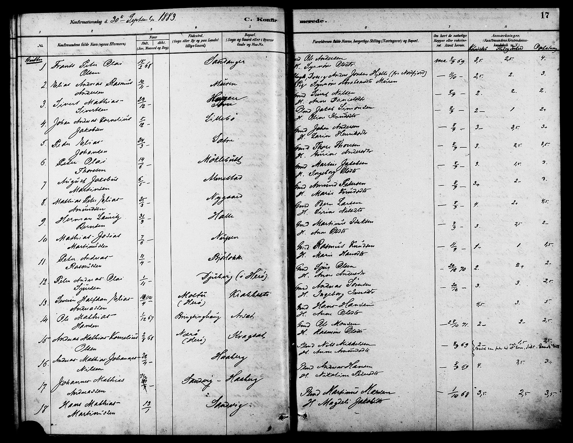 Ministerialprotokoller, klokkerbøker og fødselsregistre - Møre og Romsdal, SAT/A-1454/503/L0036: Ministerialbok nr. 503A04, 1879-1883, s. 17