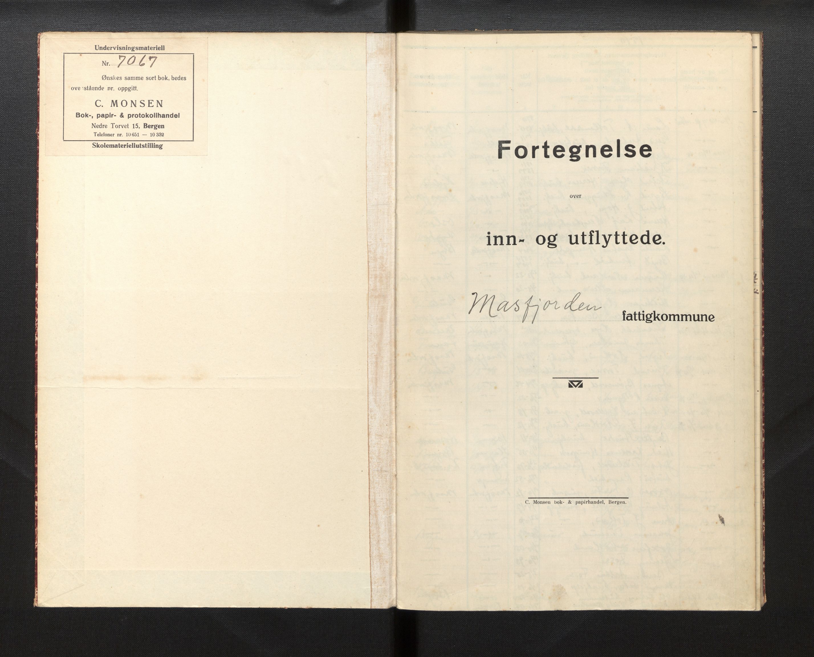 Lensmannen i Masfjorden, SAB/A-33801/0020/L0003: Protokoll over inn- og utflytte, 1940-1945