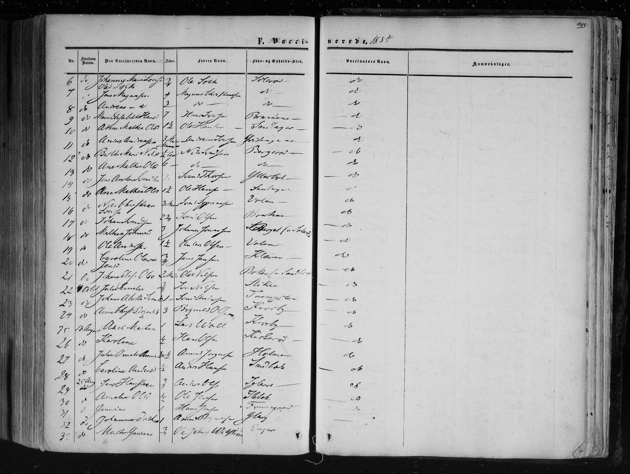 Aremark prestekontor Kirkebøker, AV/SAO-A-10899/F/Fc/L0003: Ministerialbok nr. III 3, 1850-1865, s. 405
